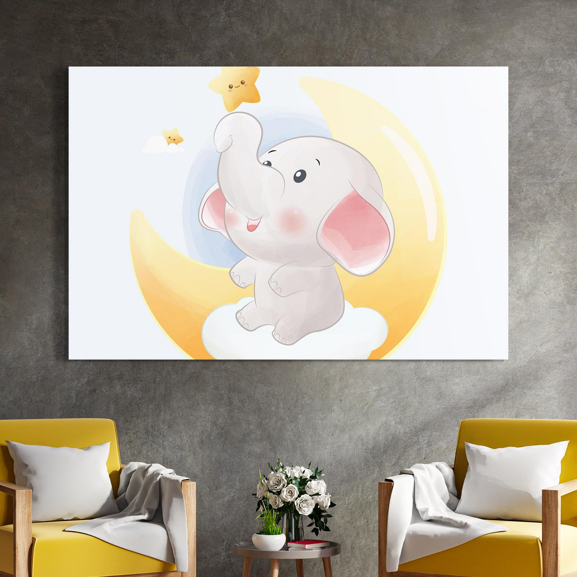 Glasbild Elephant Yellow Star mockup 4