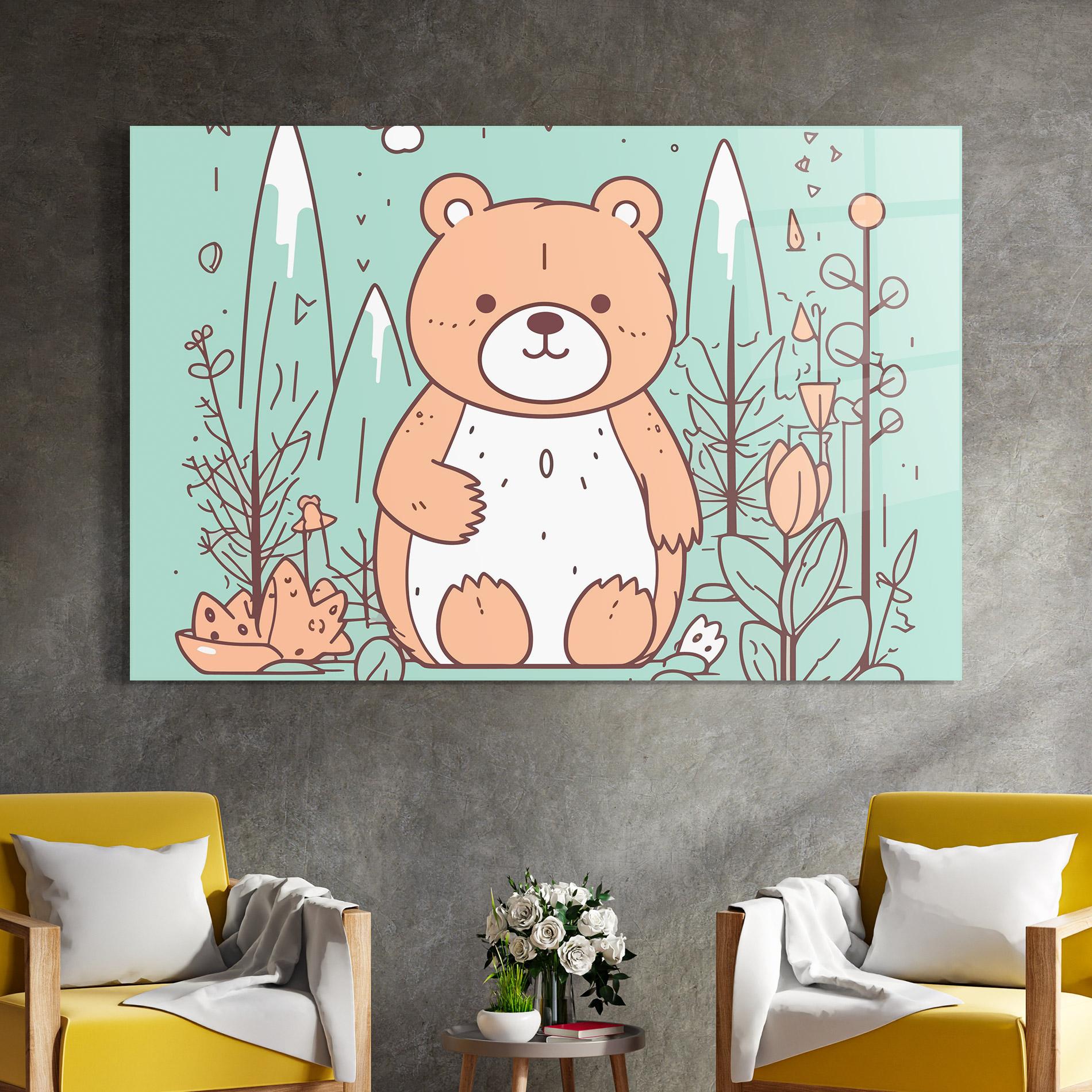 Glasbild Forest Cute Bear mockup 4