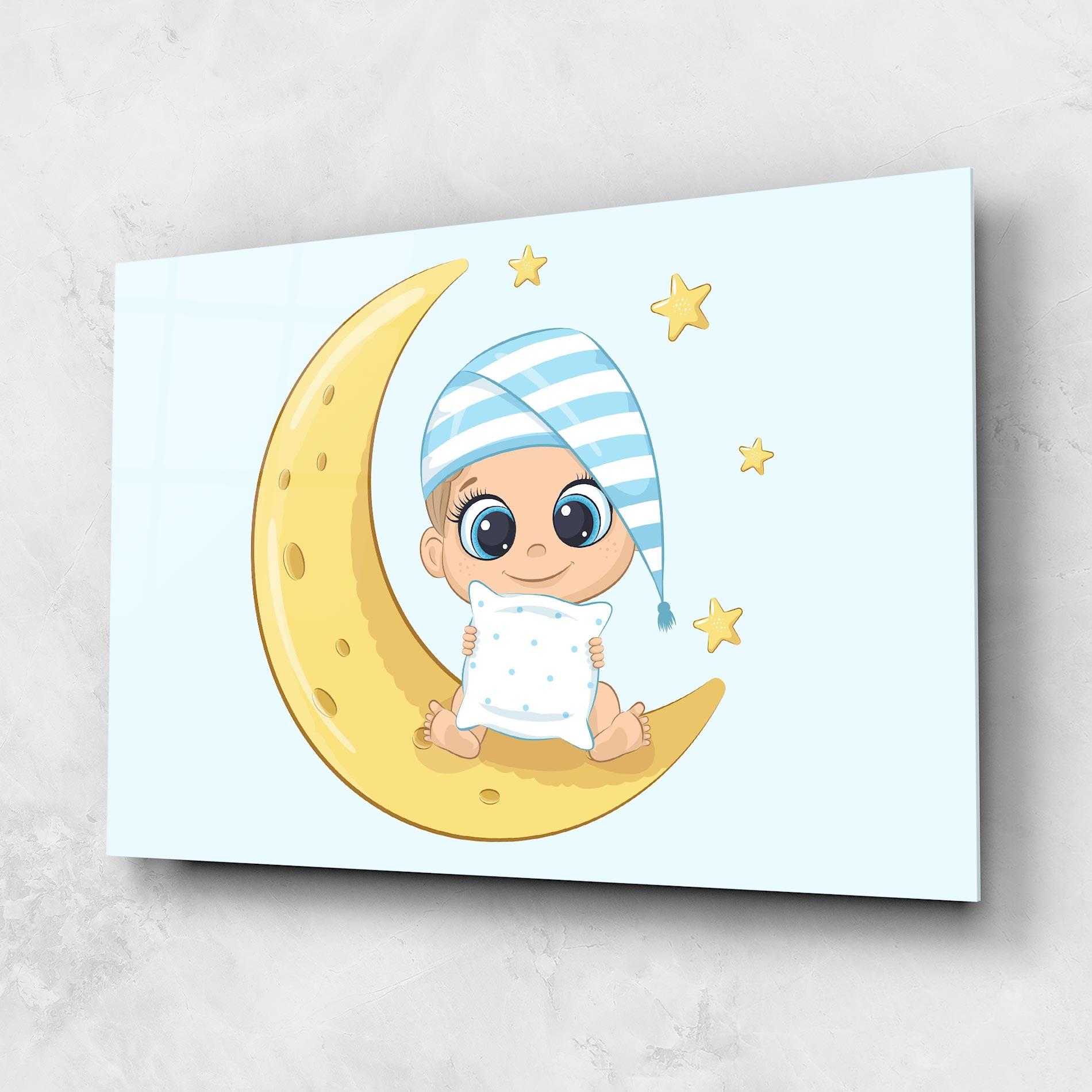 Glasbild Baby On Moon mockup 1