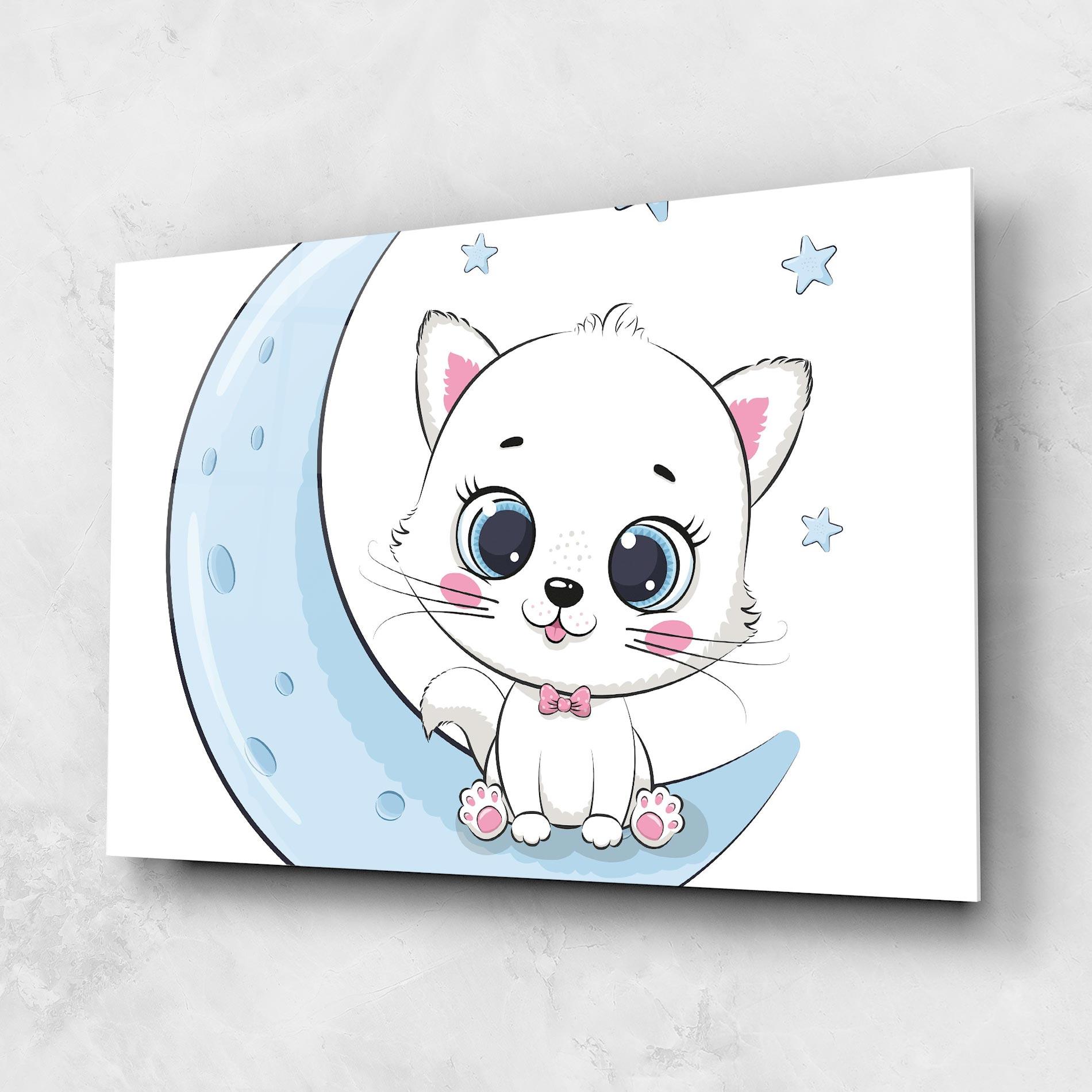Glasbild Blue Moon Cat mockup 1