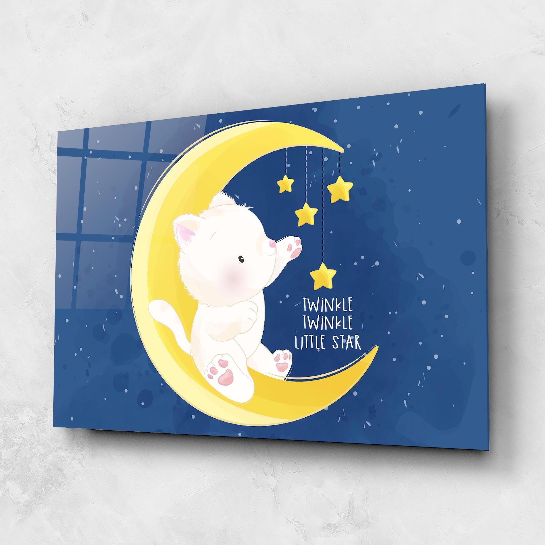 Glasbild Cat Moon Star mockup 1