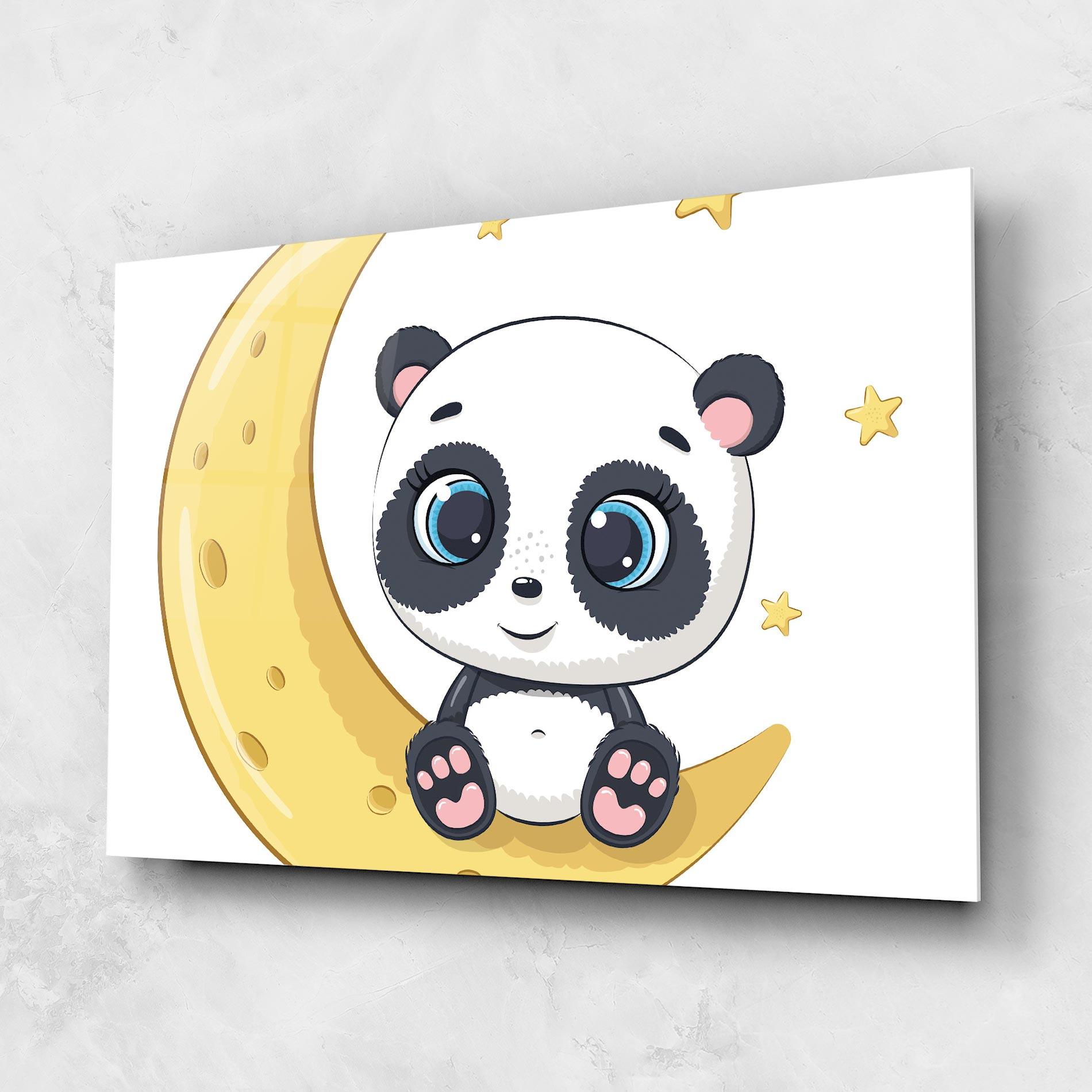 Glasbild Cute Panda Moon mockup 1