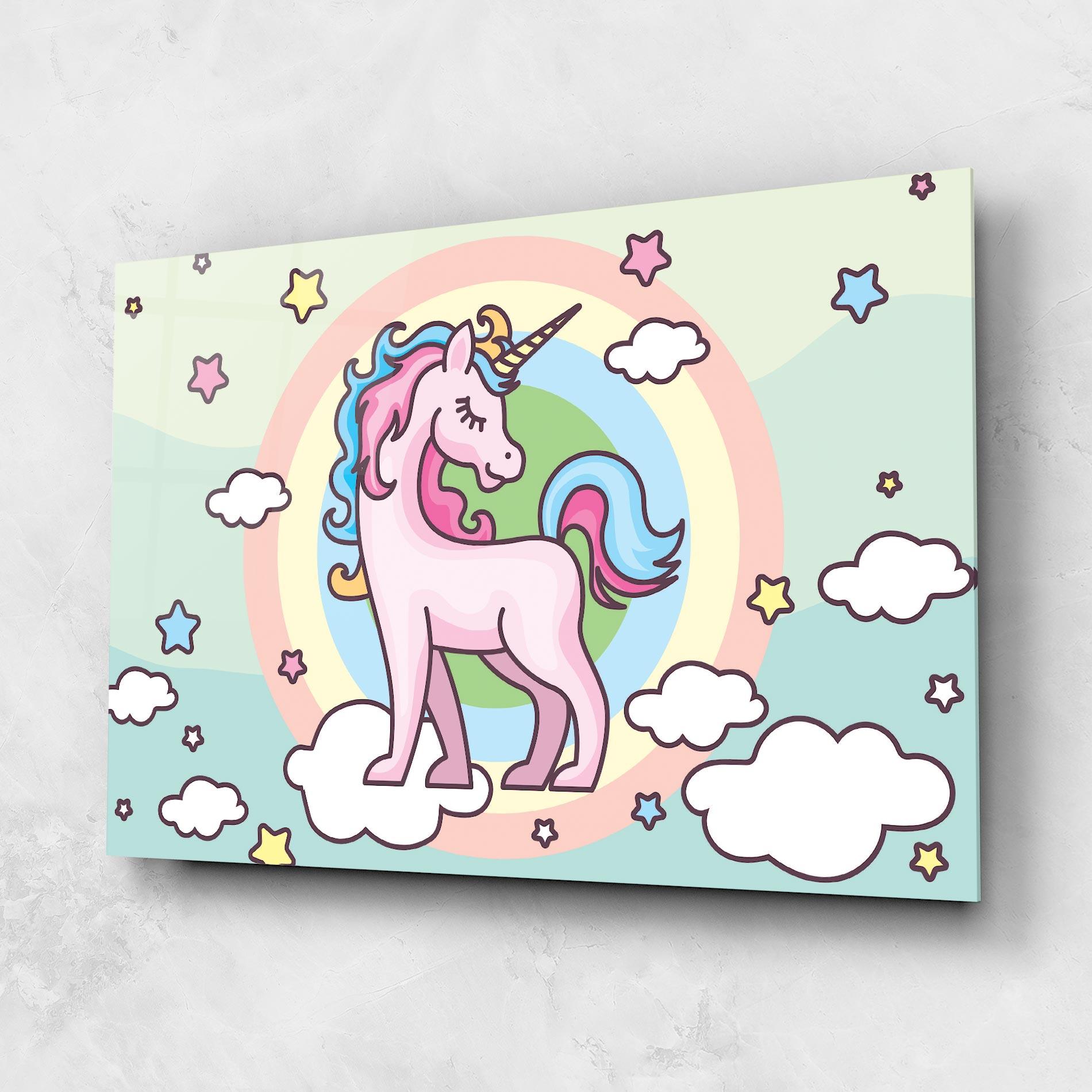 Glasbild Cute Unicorn Art mockup 1