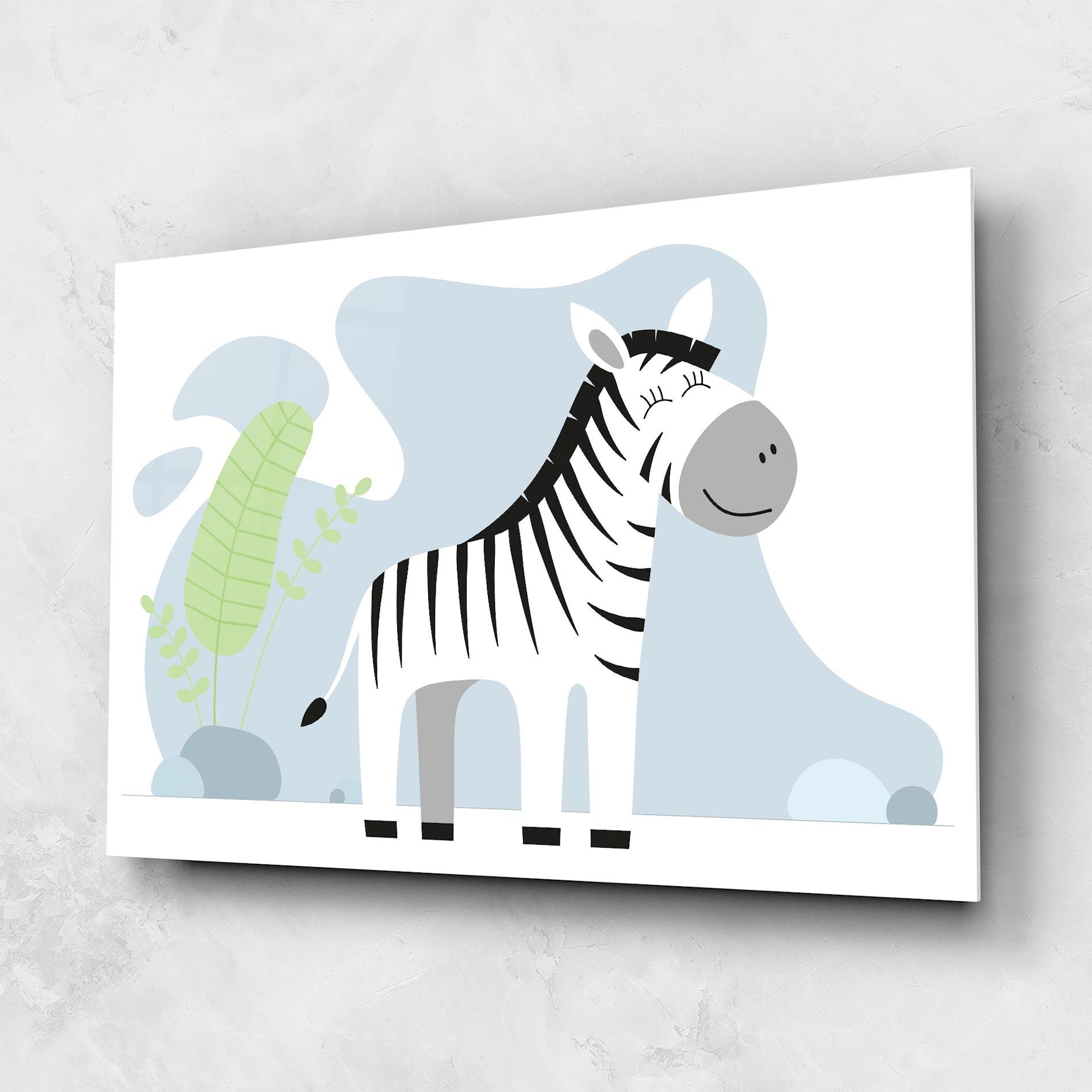 Glasbild Cute Zebra Leaf mockup 1