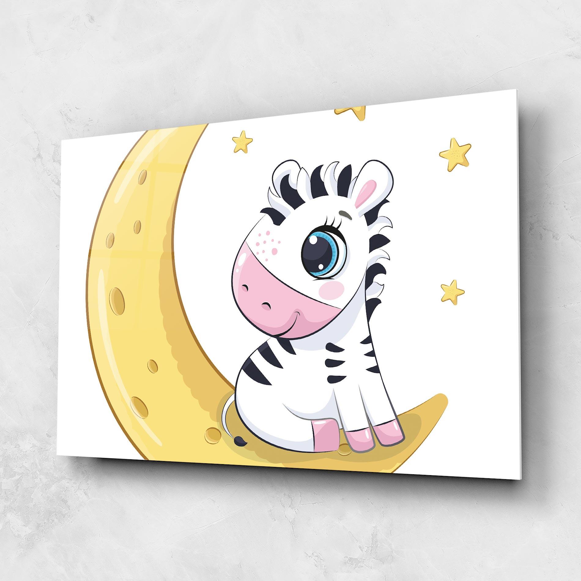 Glasbild Cute Zebra Moon mockup 1