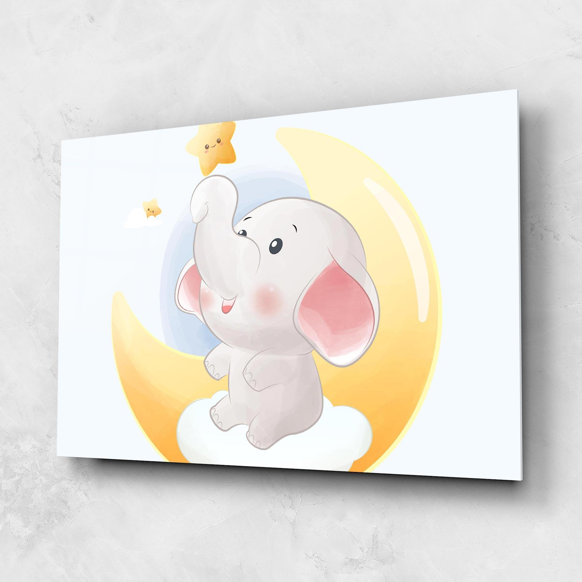 Glasbild Elephant Yellow Star mockup 1