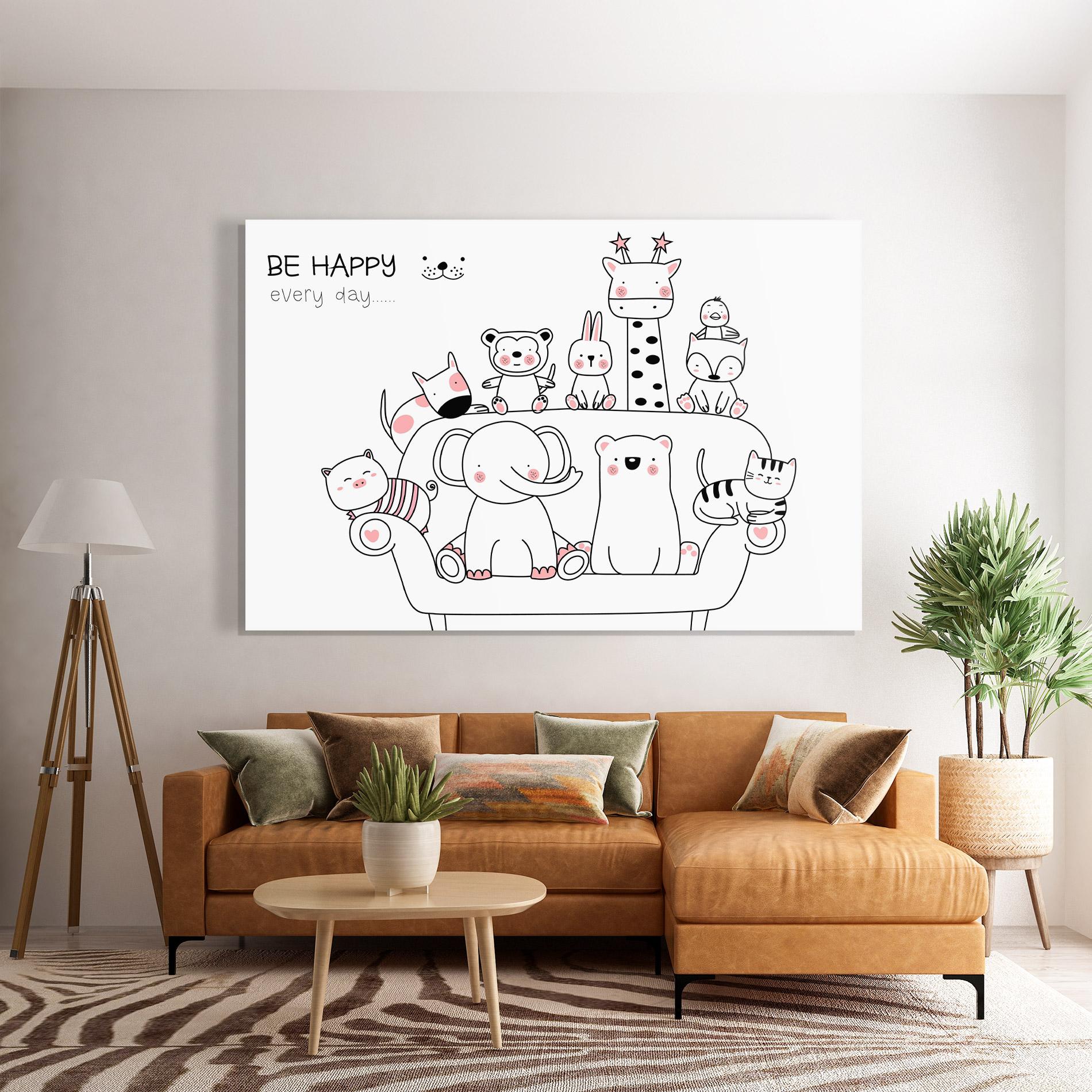 Glasbild Be Happy Animals mockup 7