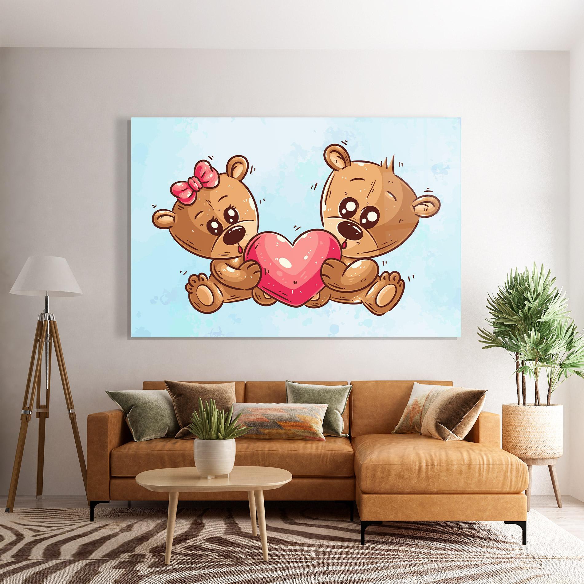 Glasbild Bear Holding Heart mockup 7