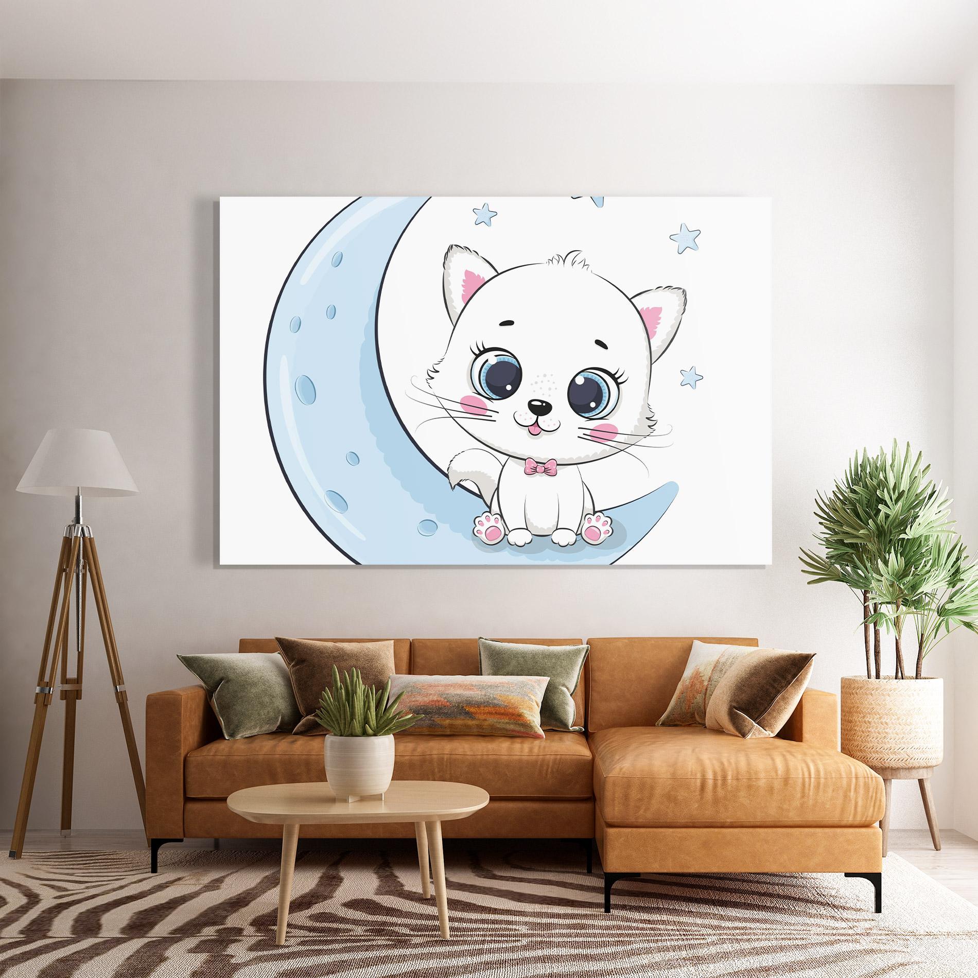 Glasbild Blue Moon Cat mockup 7