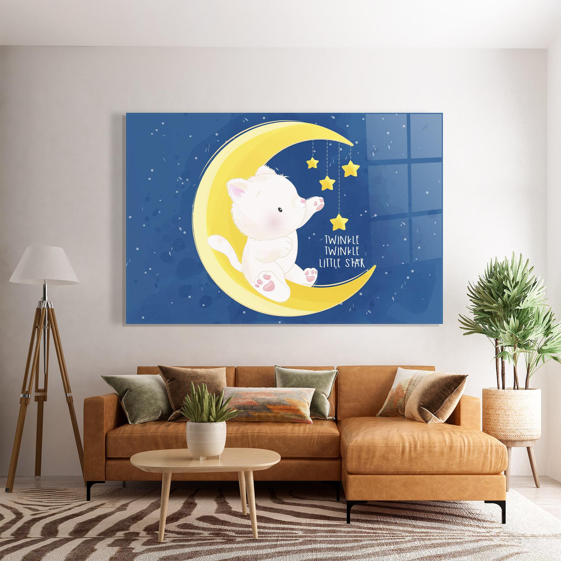 Glasbild Cat Moon Star mockup 7