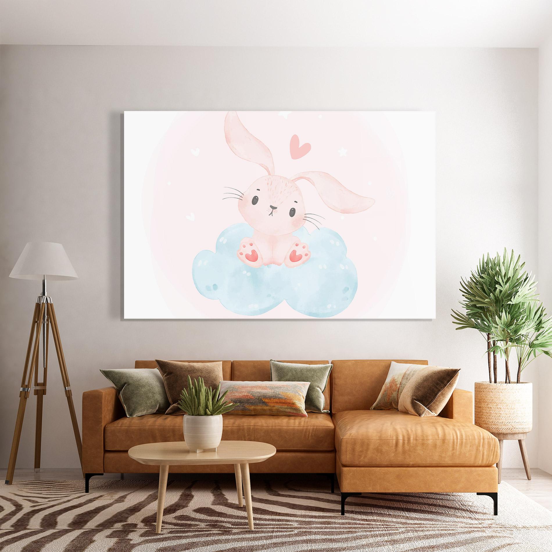 Glasbild Cloud Pink Bunny mockup 7