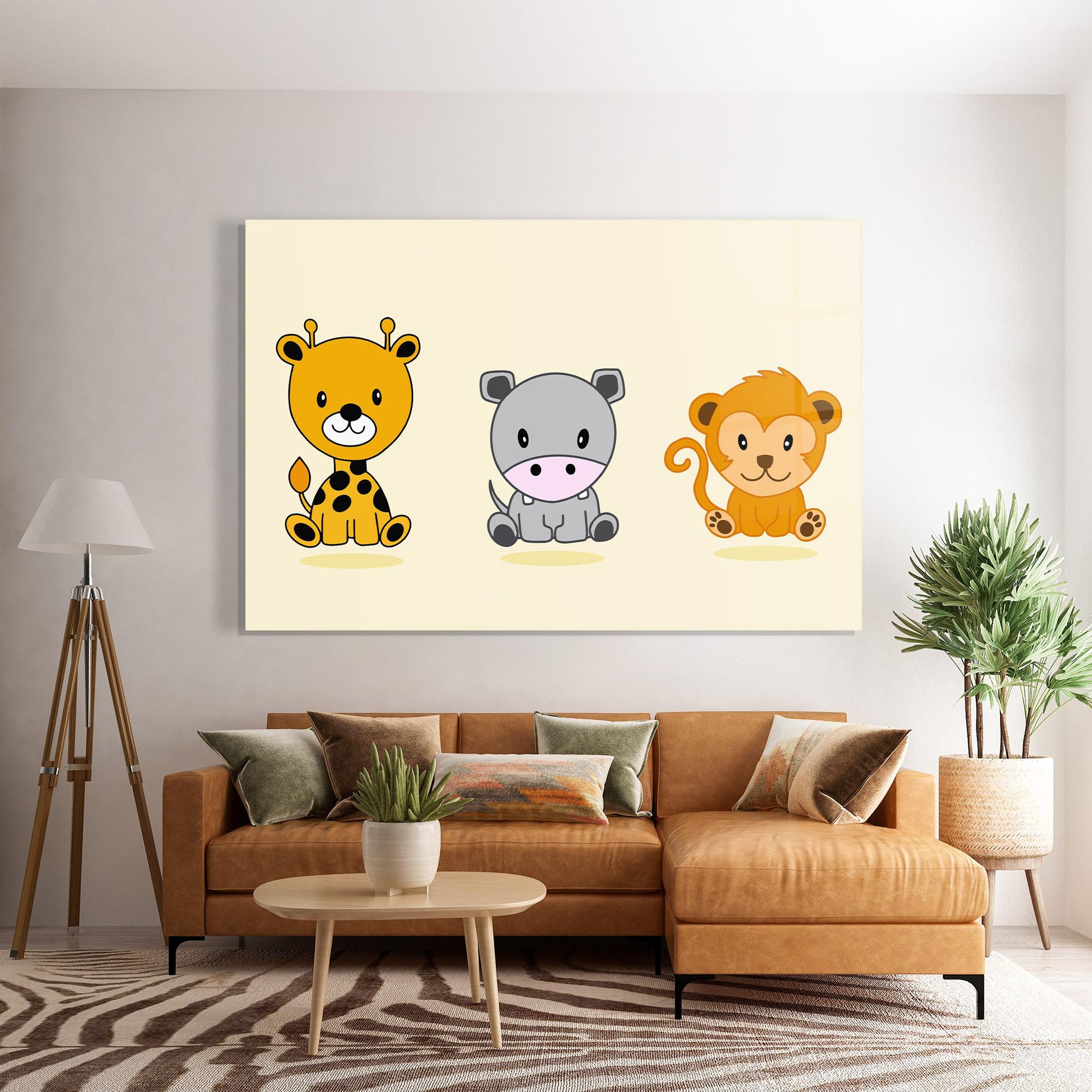 Glasbild Cream Animals mockup 7