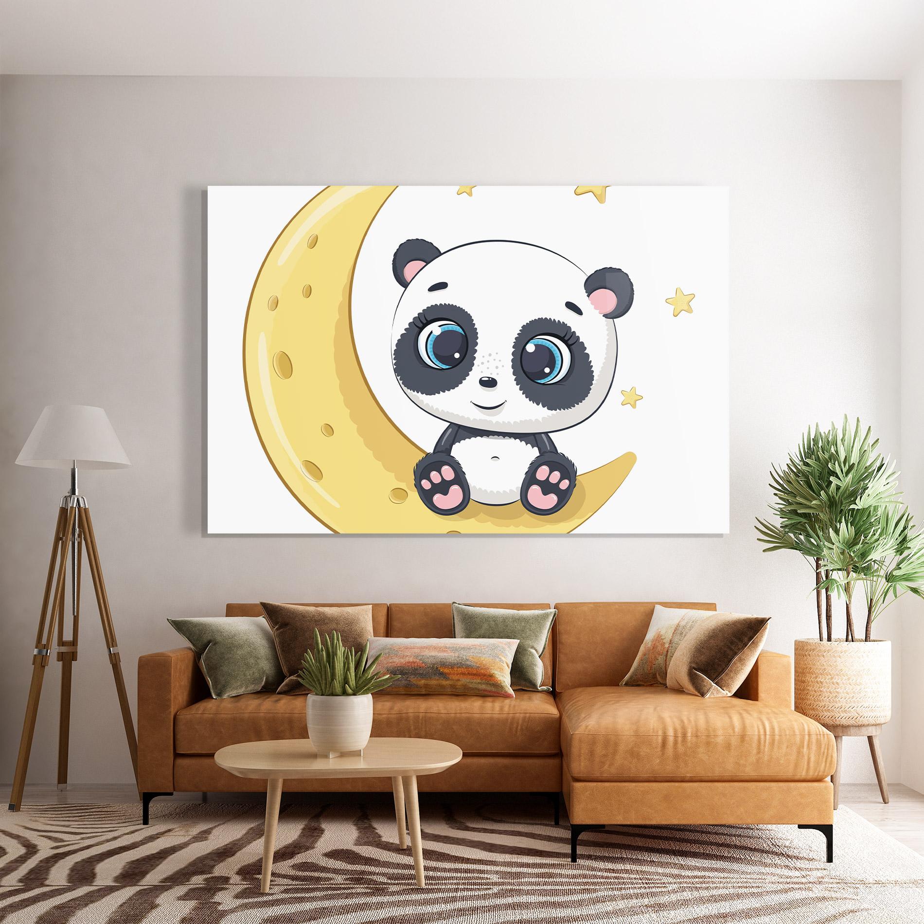 Glasbild Cute Panda Moon mockup 7