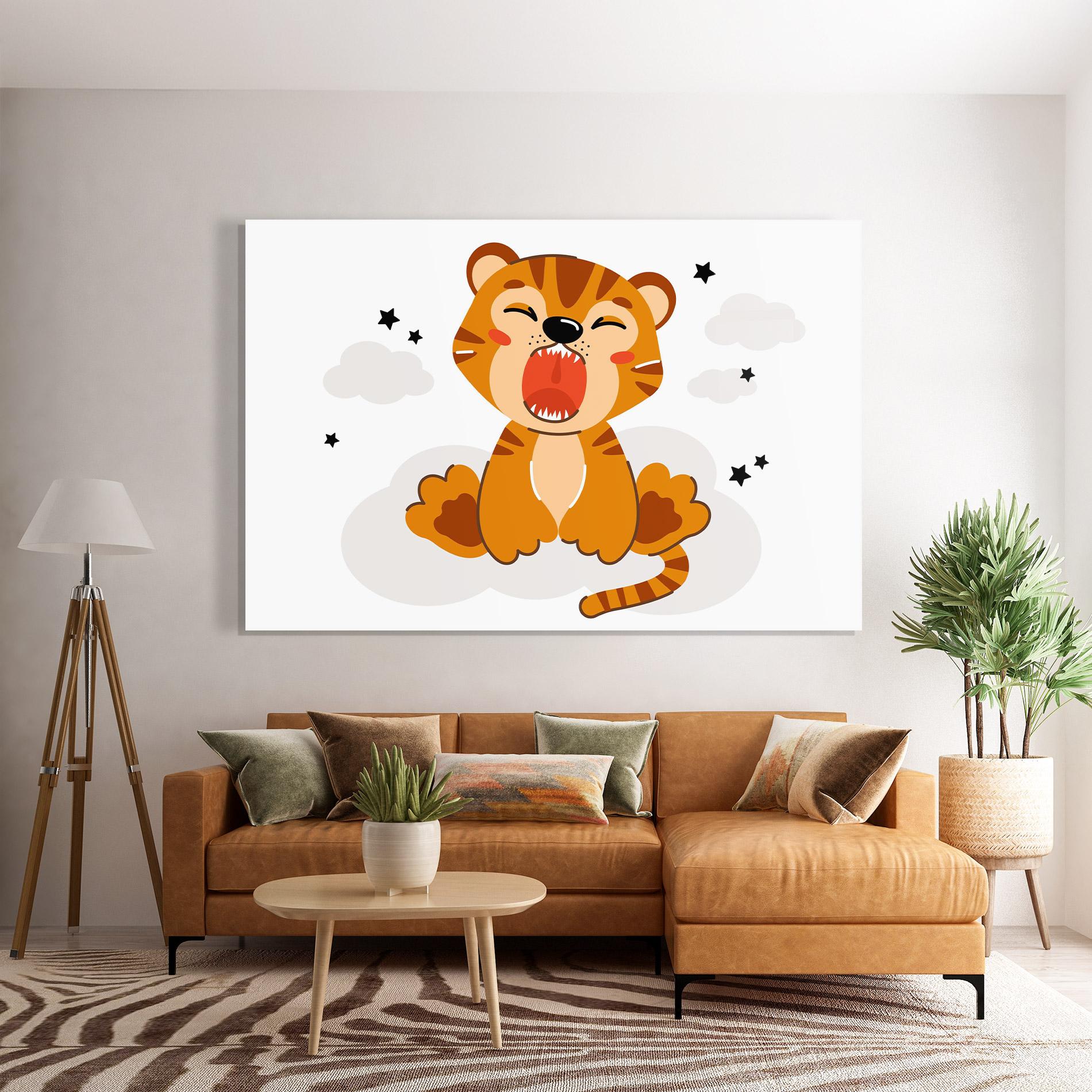 Glasbild Cute Sleepy Tiger mockup 7