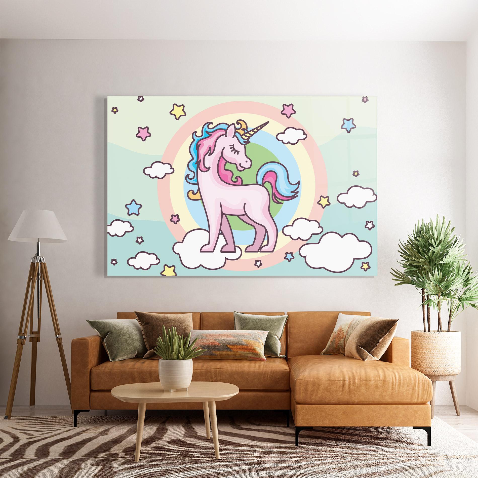 Glasbild Cute Unicorn Art mockup 7
