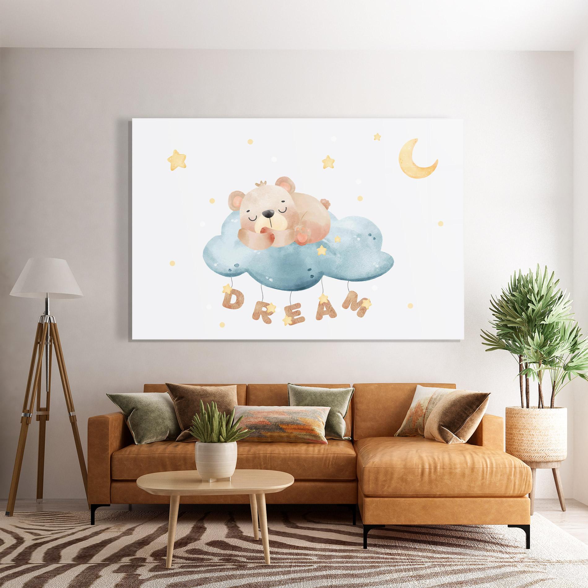 Glasbild Dream Sleepy Bear mockup 7