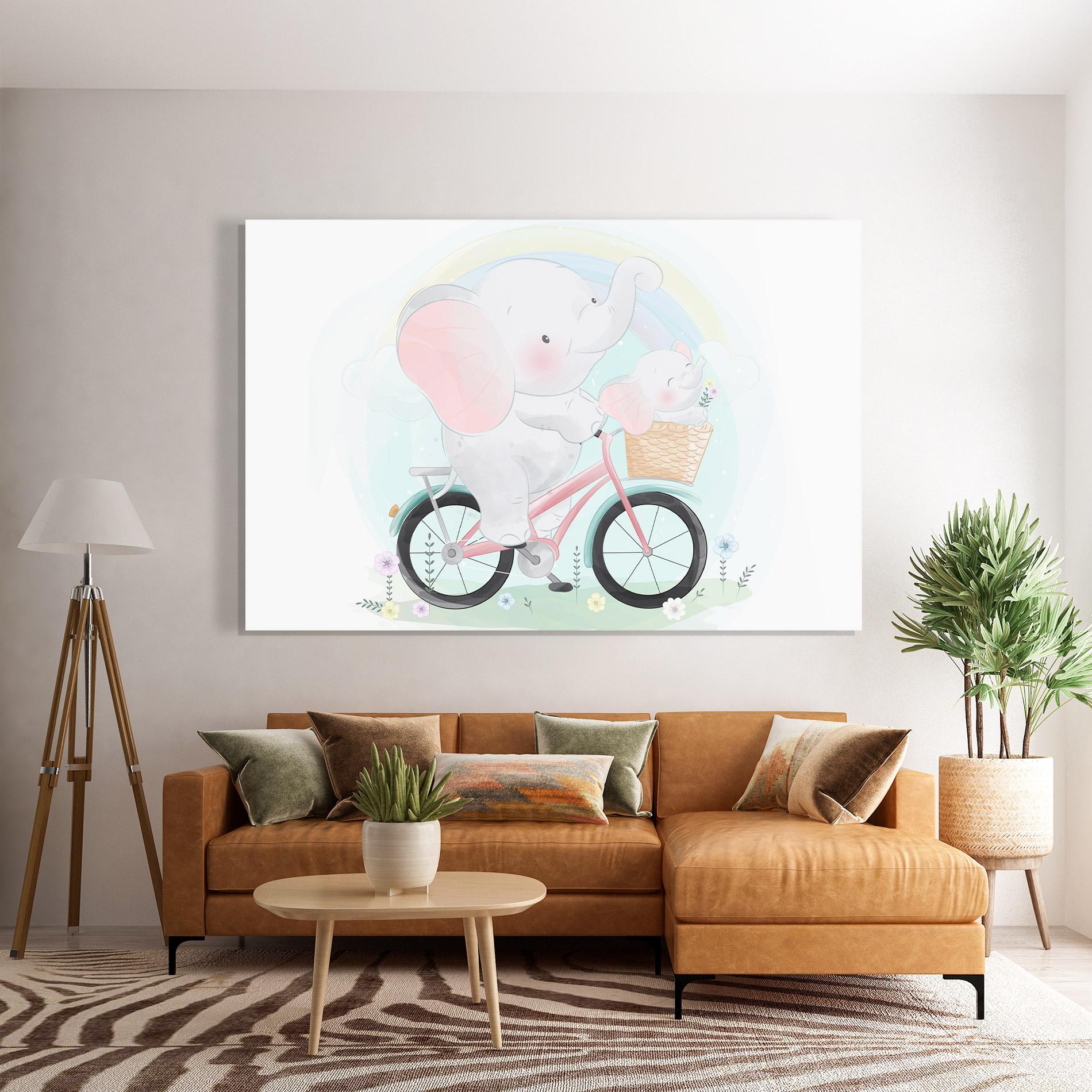 Glasbild Elephant Bike mockup 7