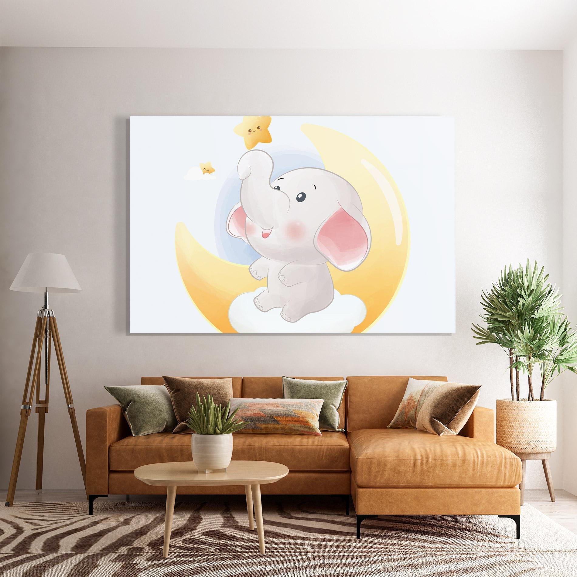 Glasbild Elephant Yellow Star mockup 7