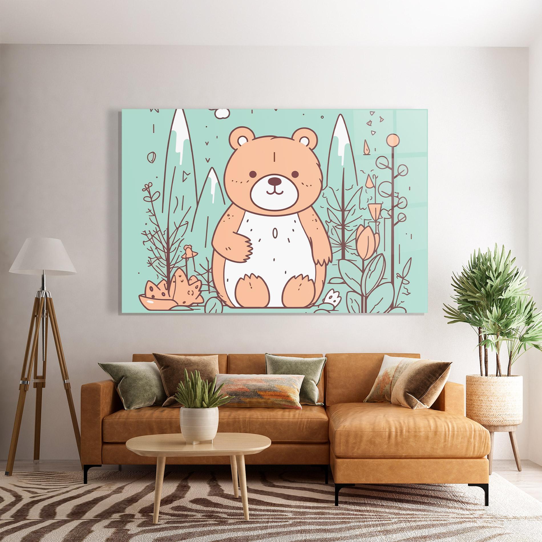 Glasbild Forest Cute Bear mockup 7