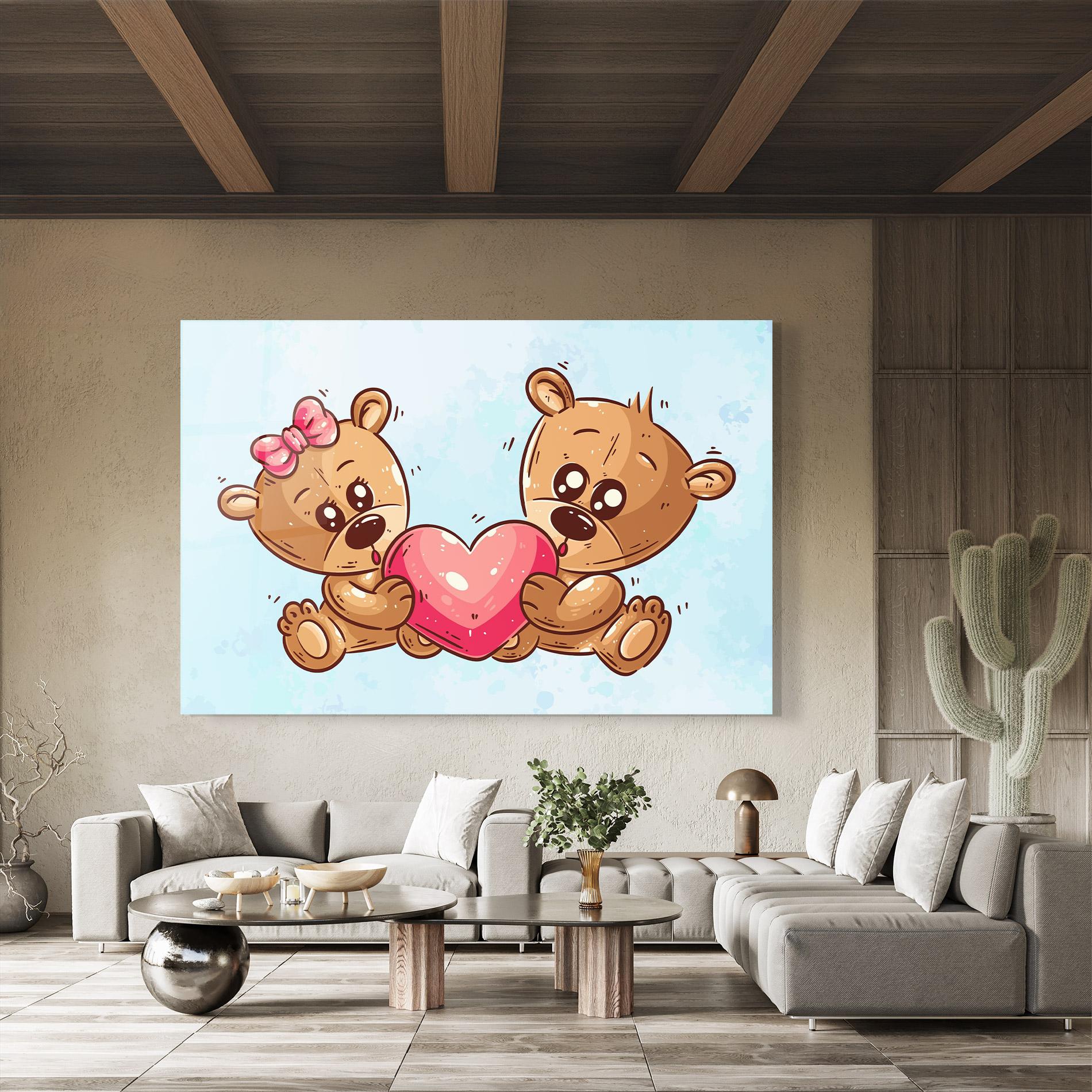 Glasbild Bear Holding Heart mockup 8