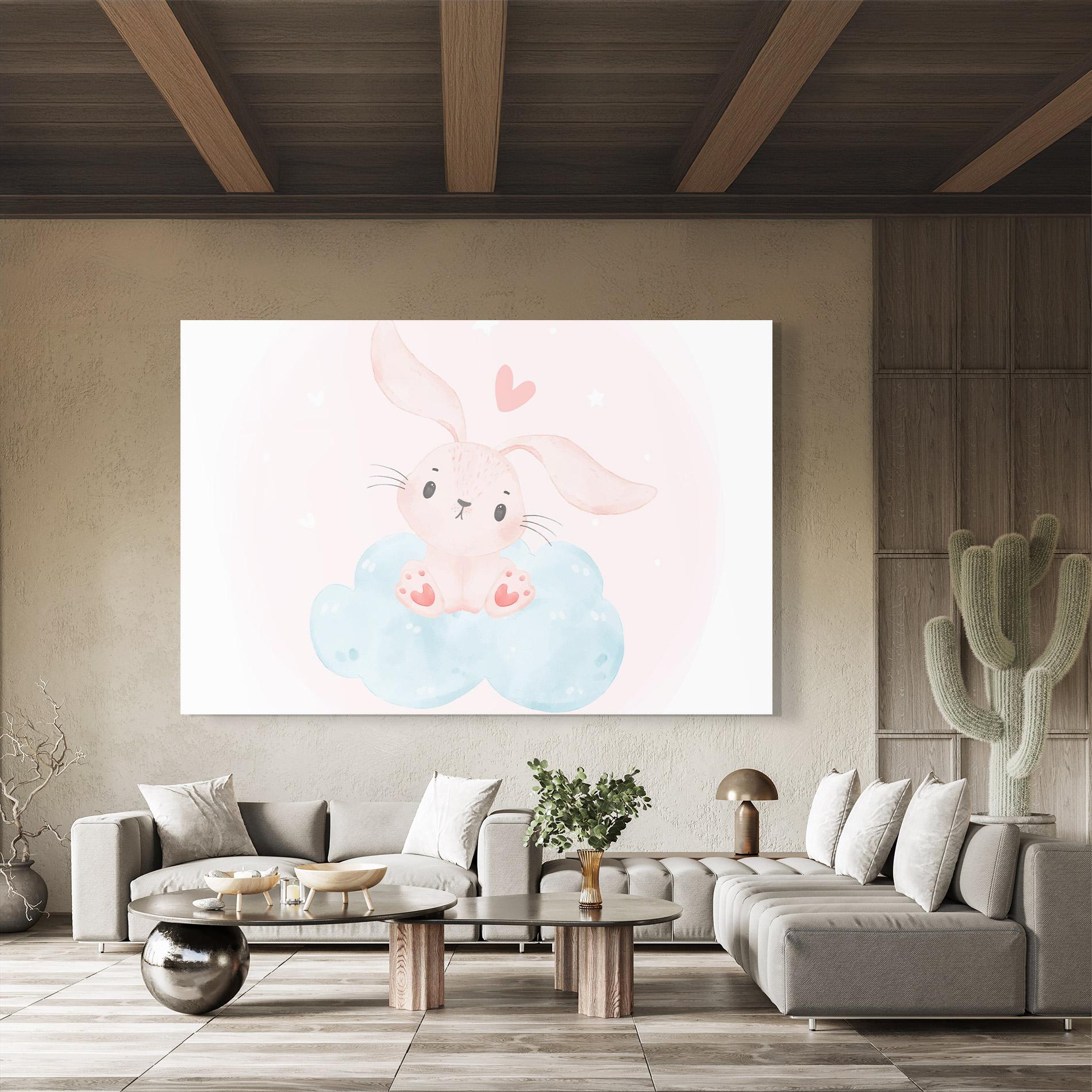 Glasbild Cloud Pink Bunny mockup 8