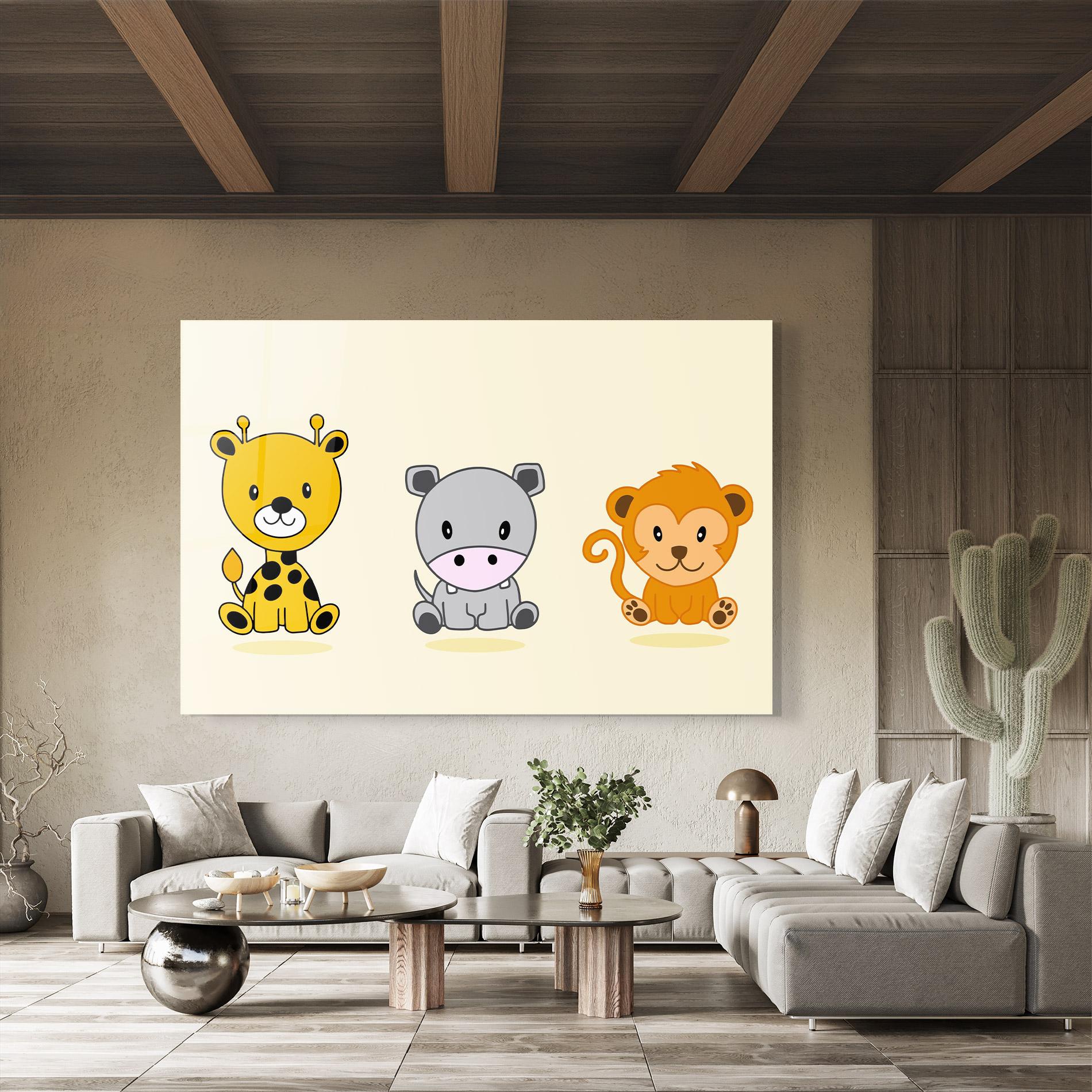 Glasbild Cream Animals mockup 8