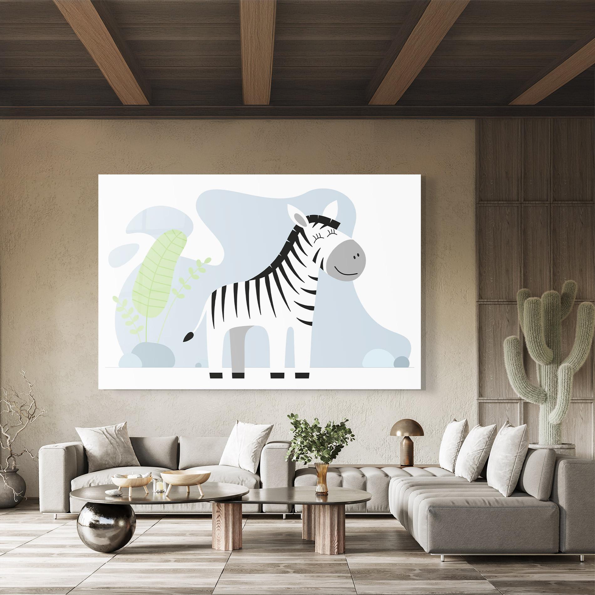 Glasbild Cute Zebra Leaf mockup 8