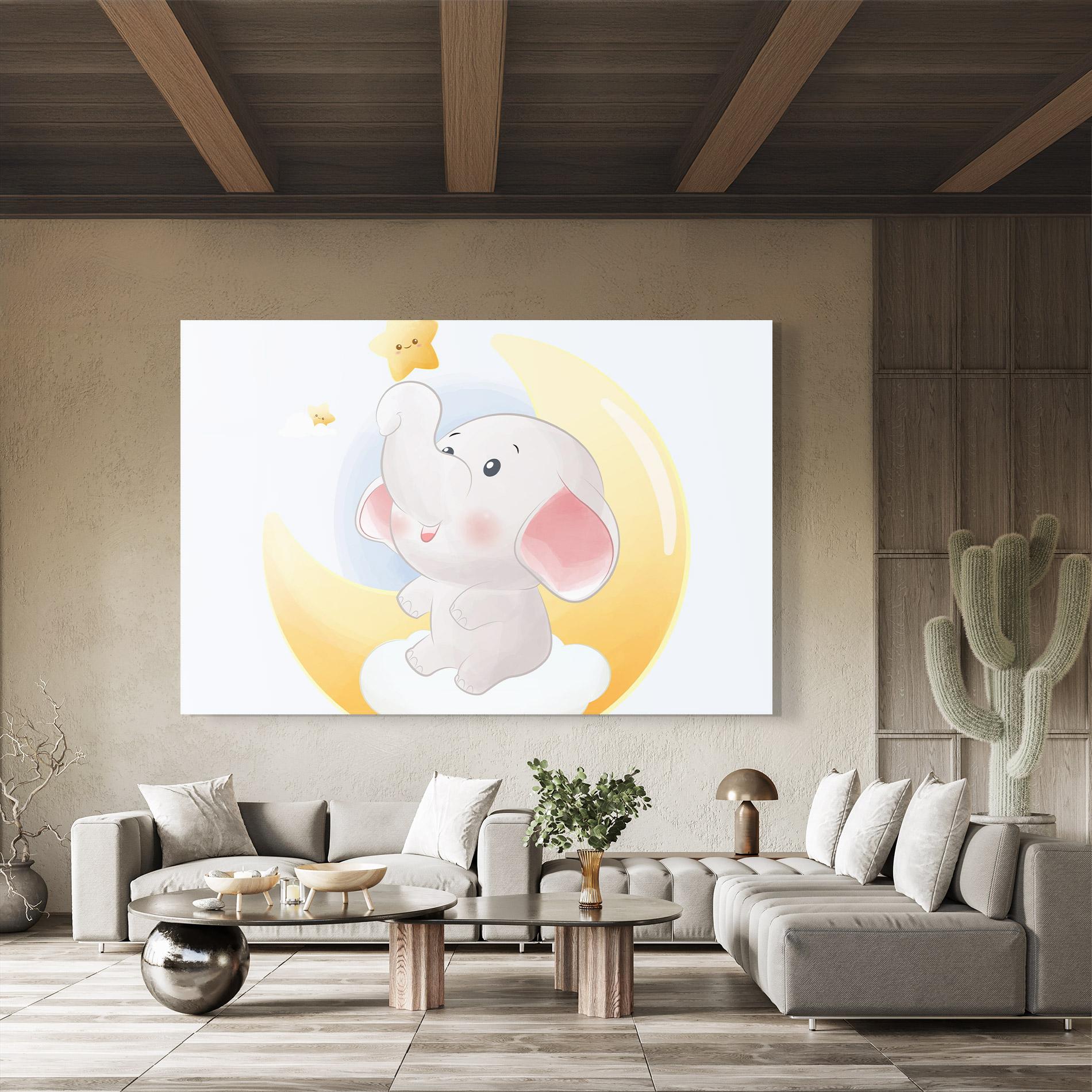 Glasbild Elephant Yellow Star mockup 8