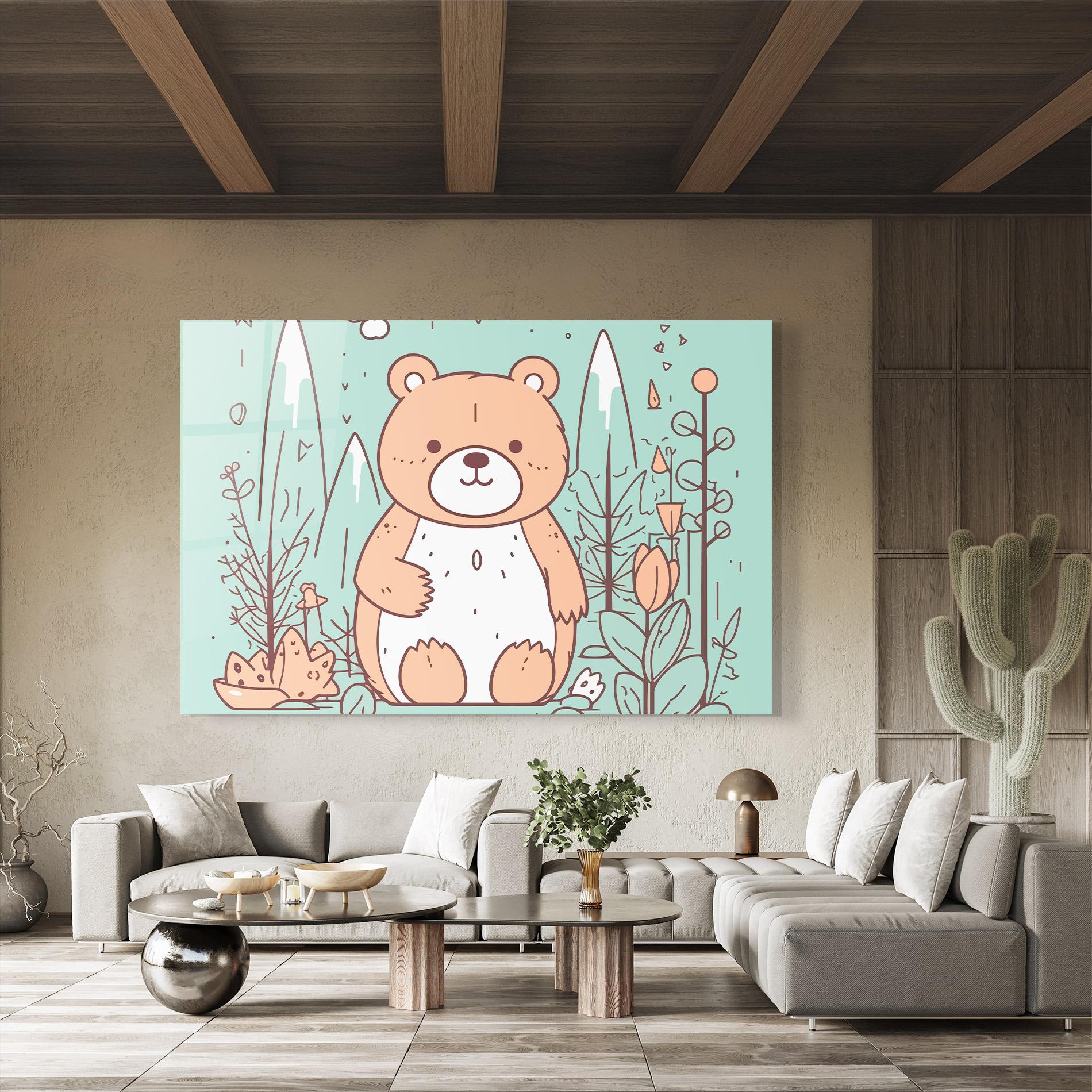Glasbild Forest Cute Bear mockup 8