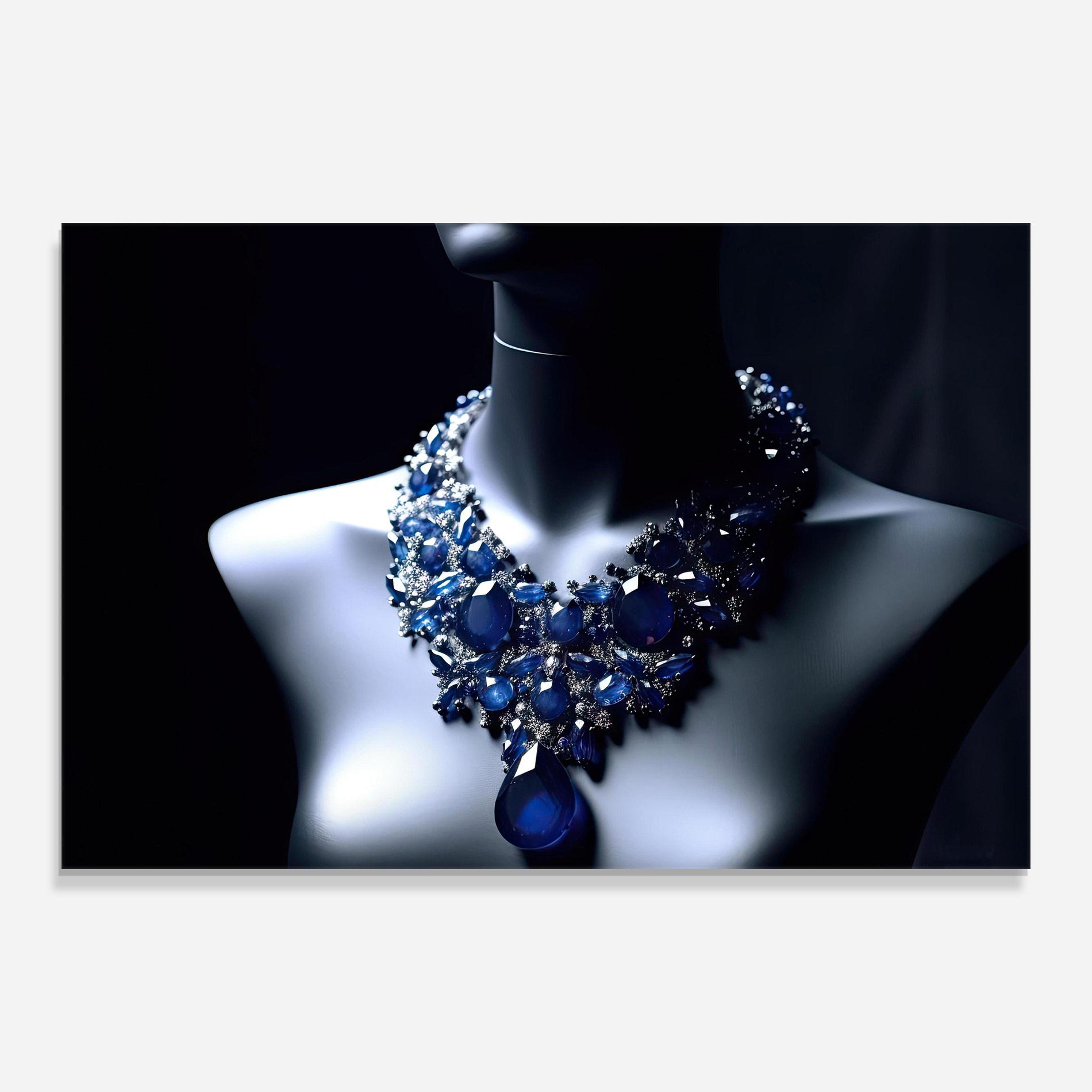 Glasbild Blue Diamonds Necklace mockup 0