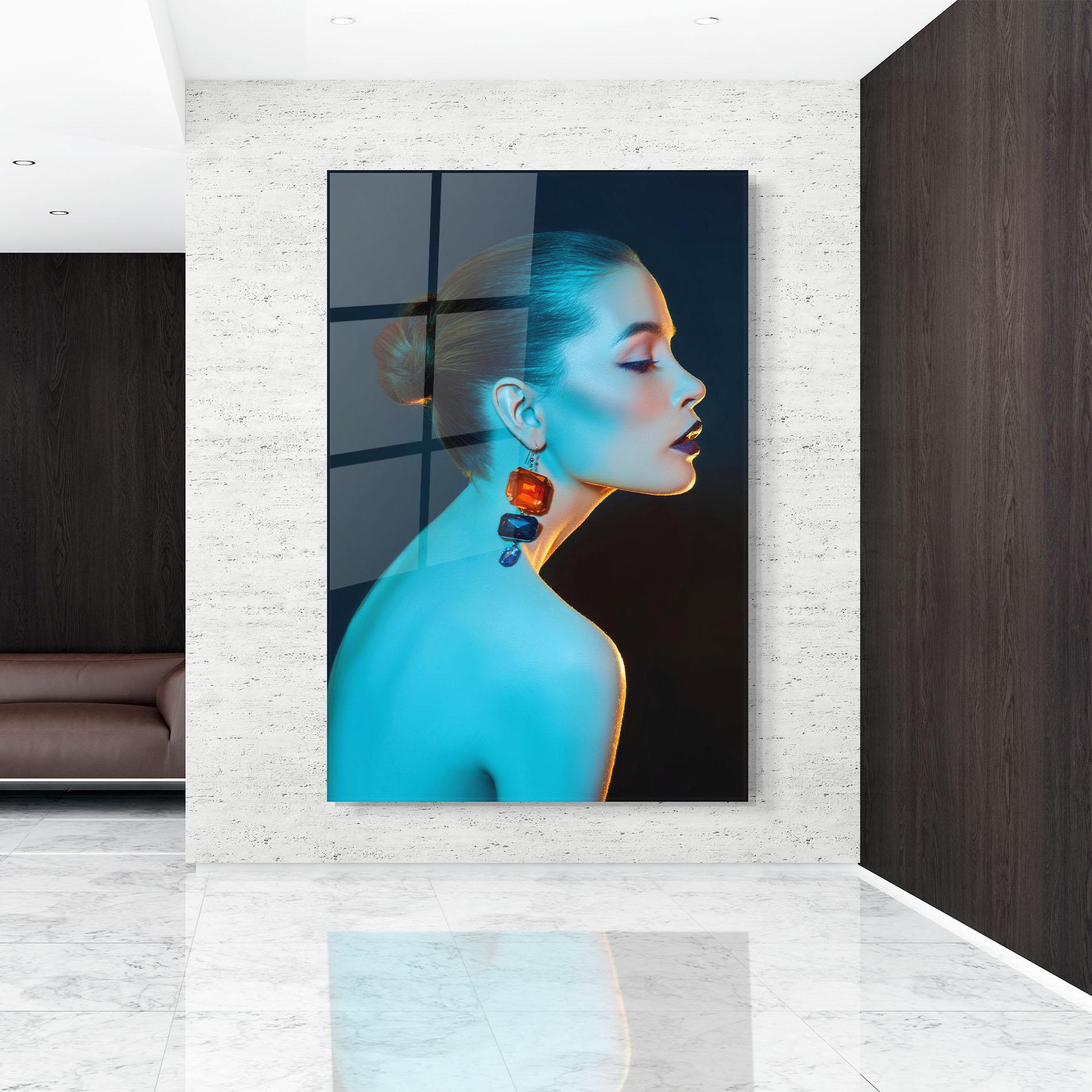 Glasbild Blue Light Earring mockup 9