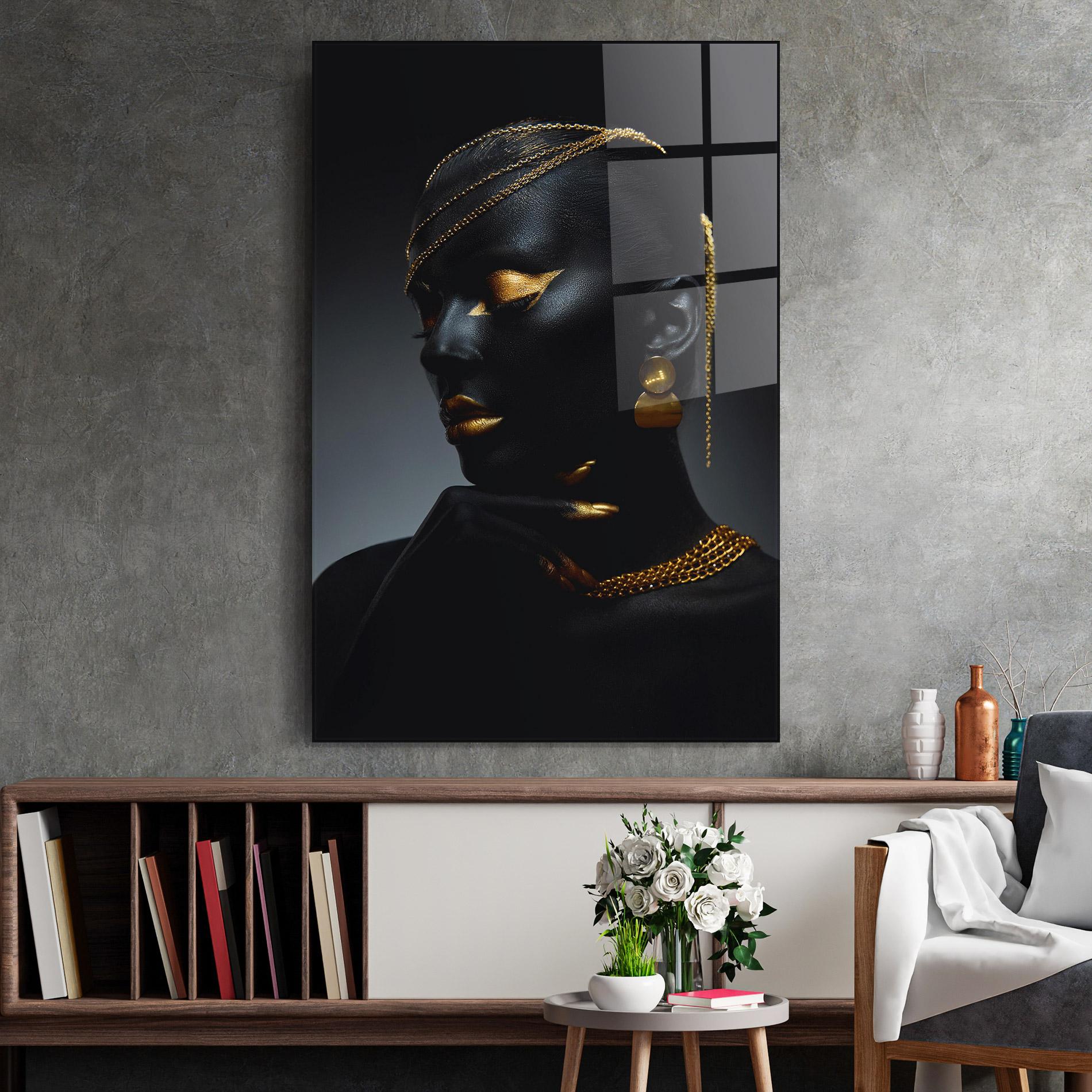 Glasbild Beauty Gold Accessory mockup 2