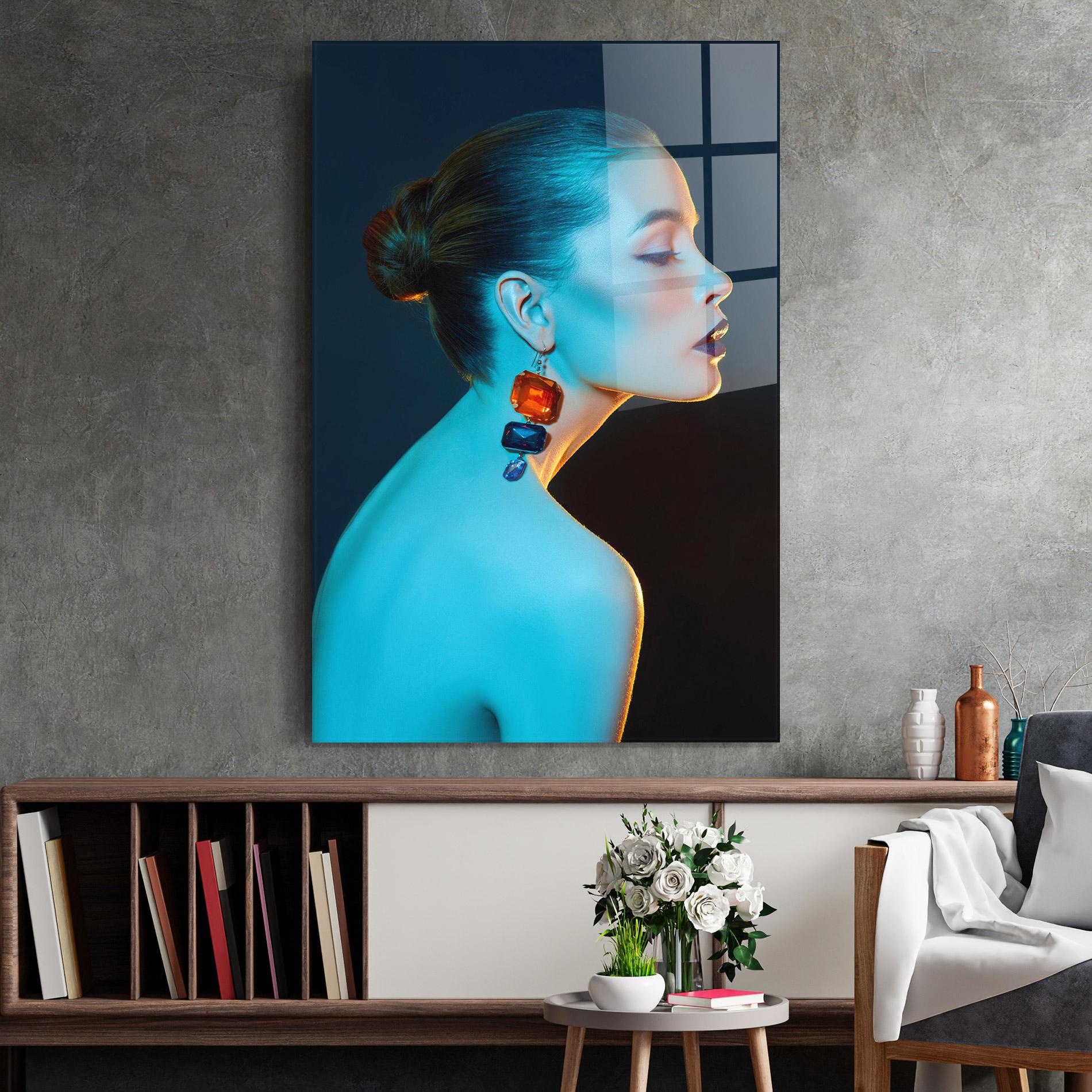 Glasbild Blue Light Earring mockup 2