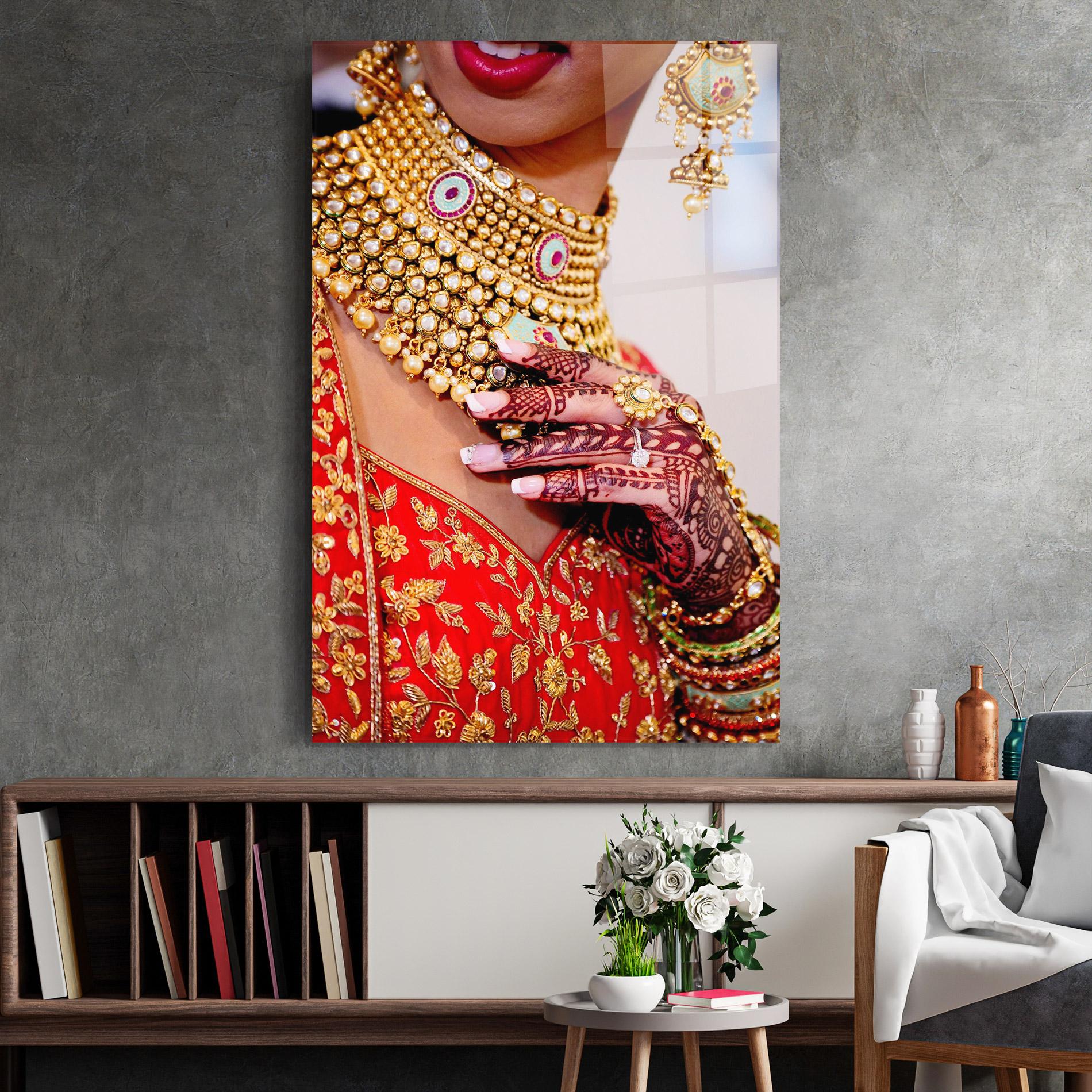 Glasbild Gold Beautiful Jewelry mockup 2