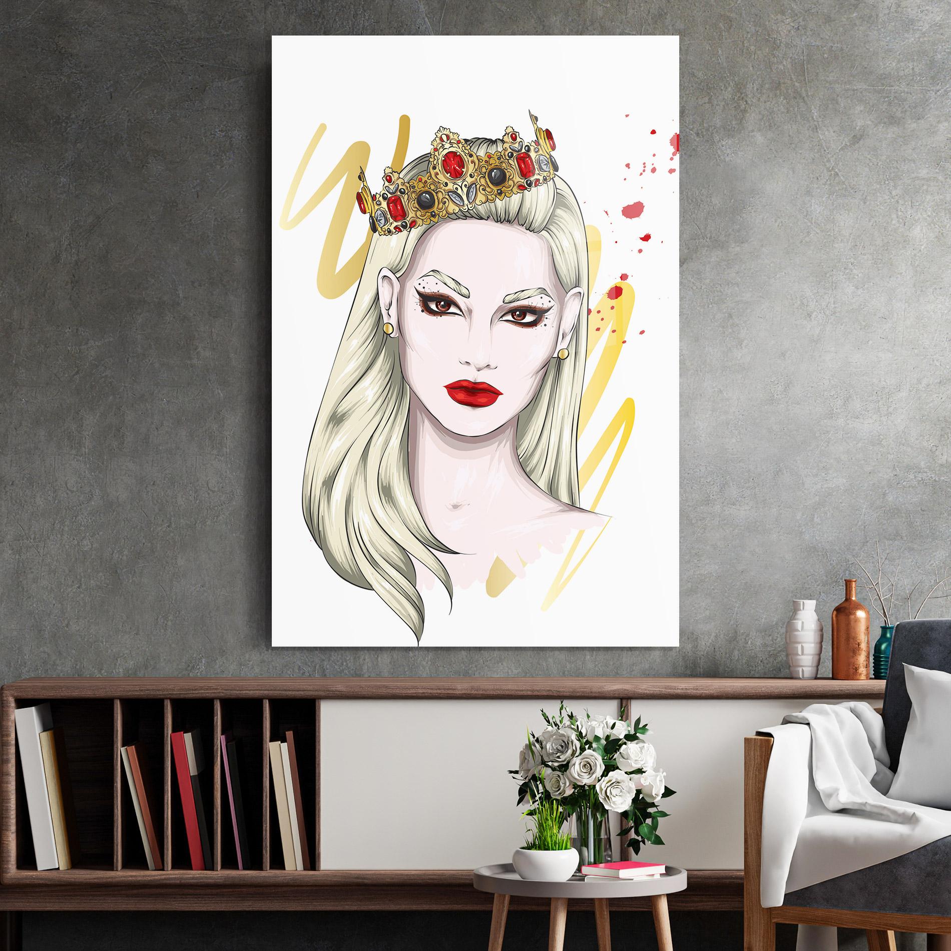 Glasbild Gold Crown Woman mockup 2
