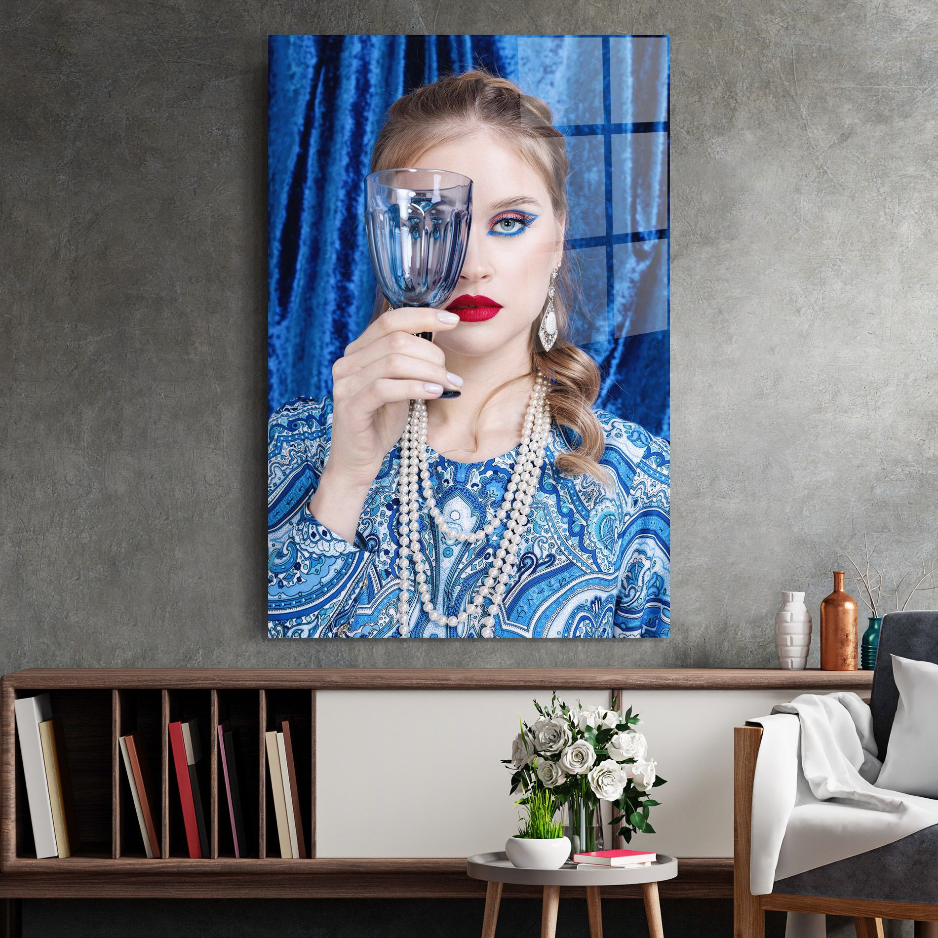 White Pearls On Blue mockup 2