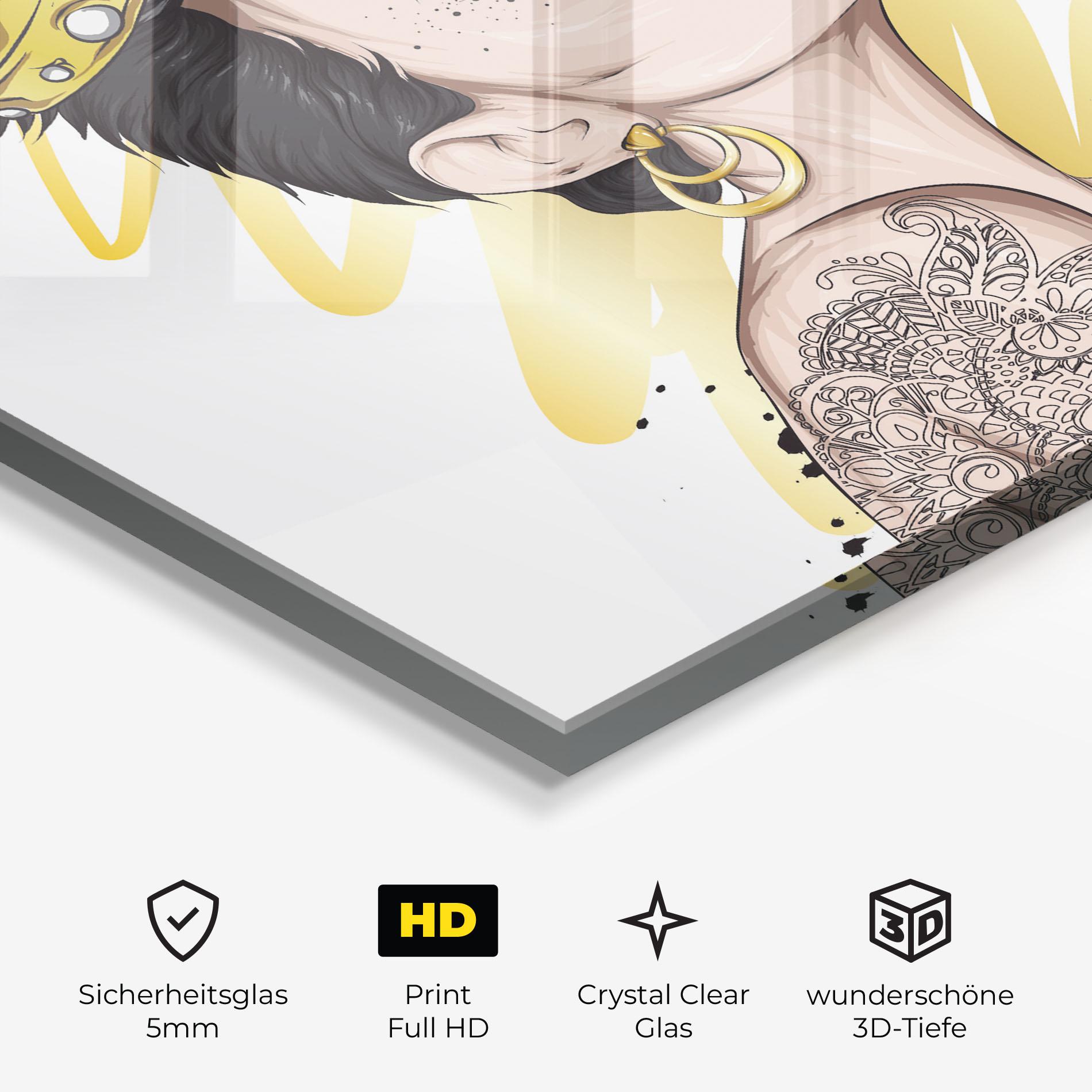 Glasbild Black Hair Crown mockup 3