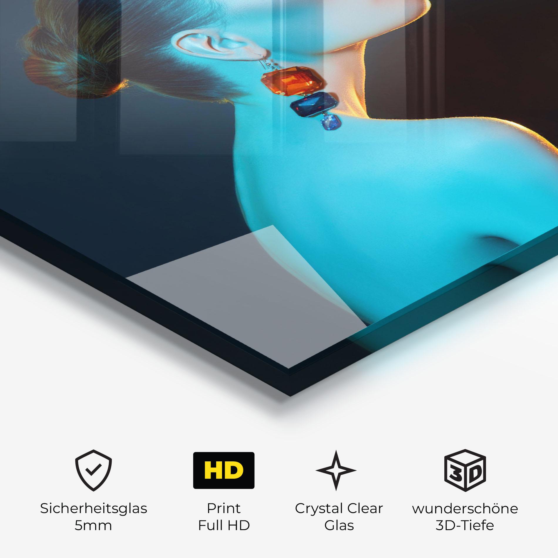 Glasbild Blue Light Earring mockup 3