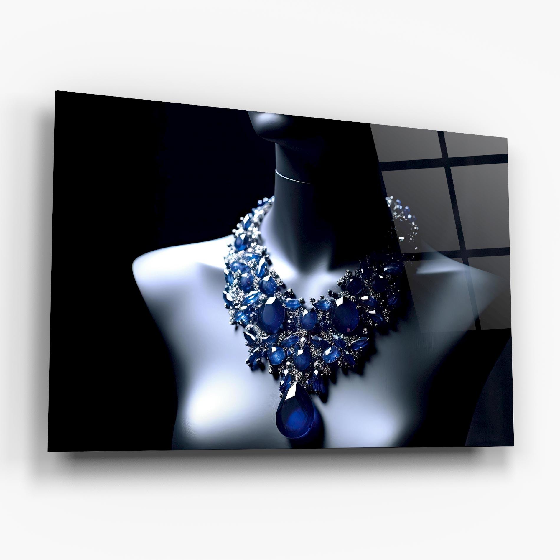 Glasbild Blue Diamonds Necklace mockup 6
