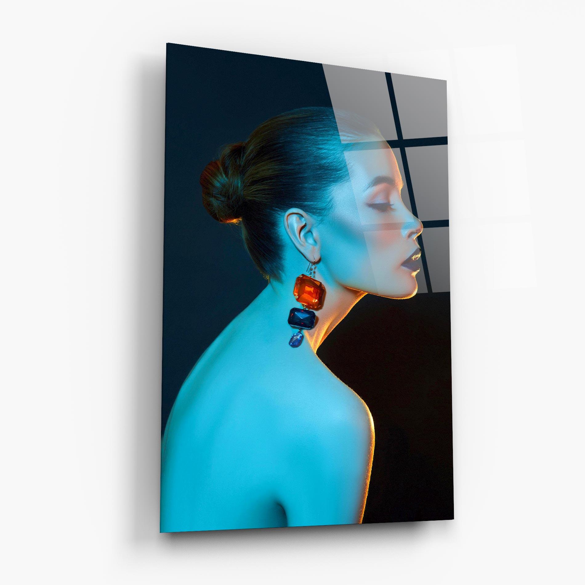Glasbild Blue Light Earring mockup 6