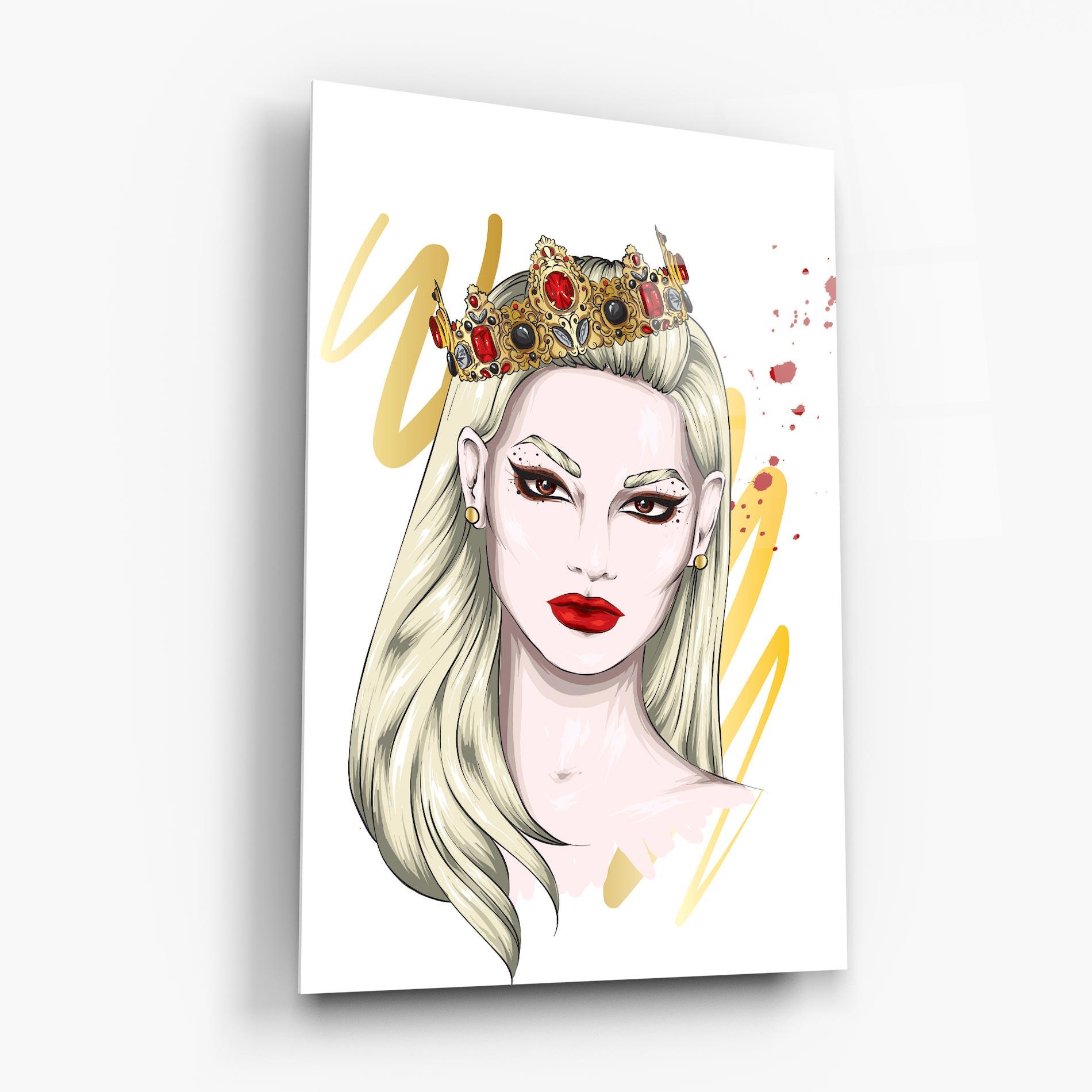 Glasbild Gold Crown Woman mockup 6
