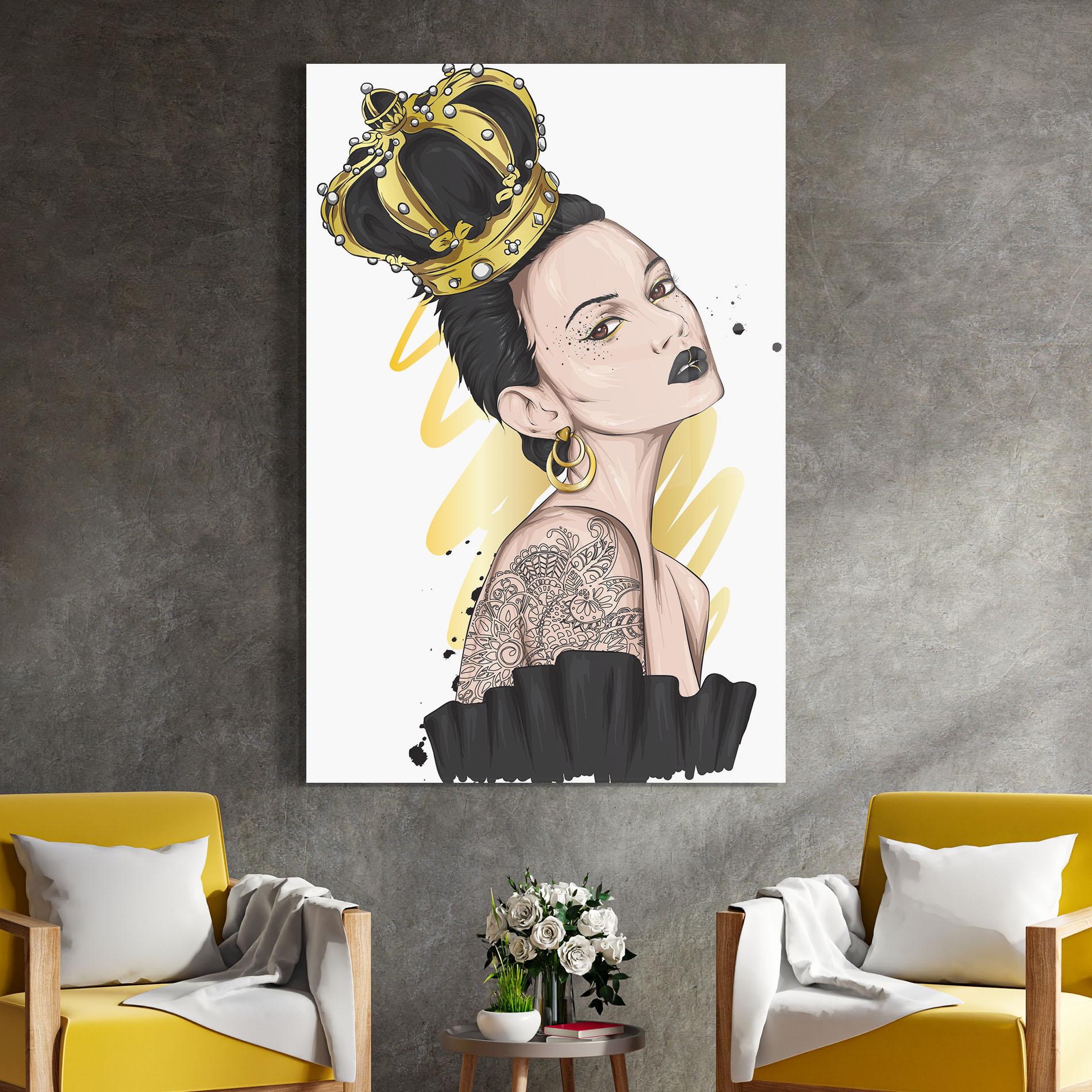 Glasbild Black Hair Crown mockup 4