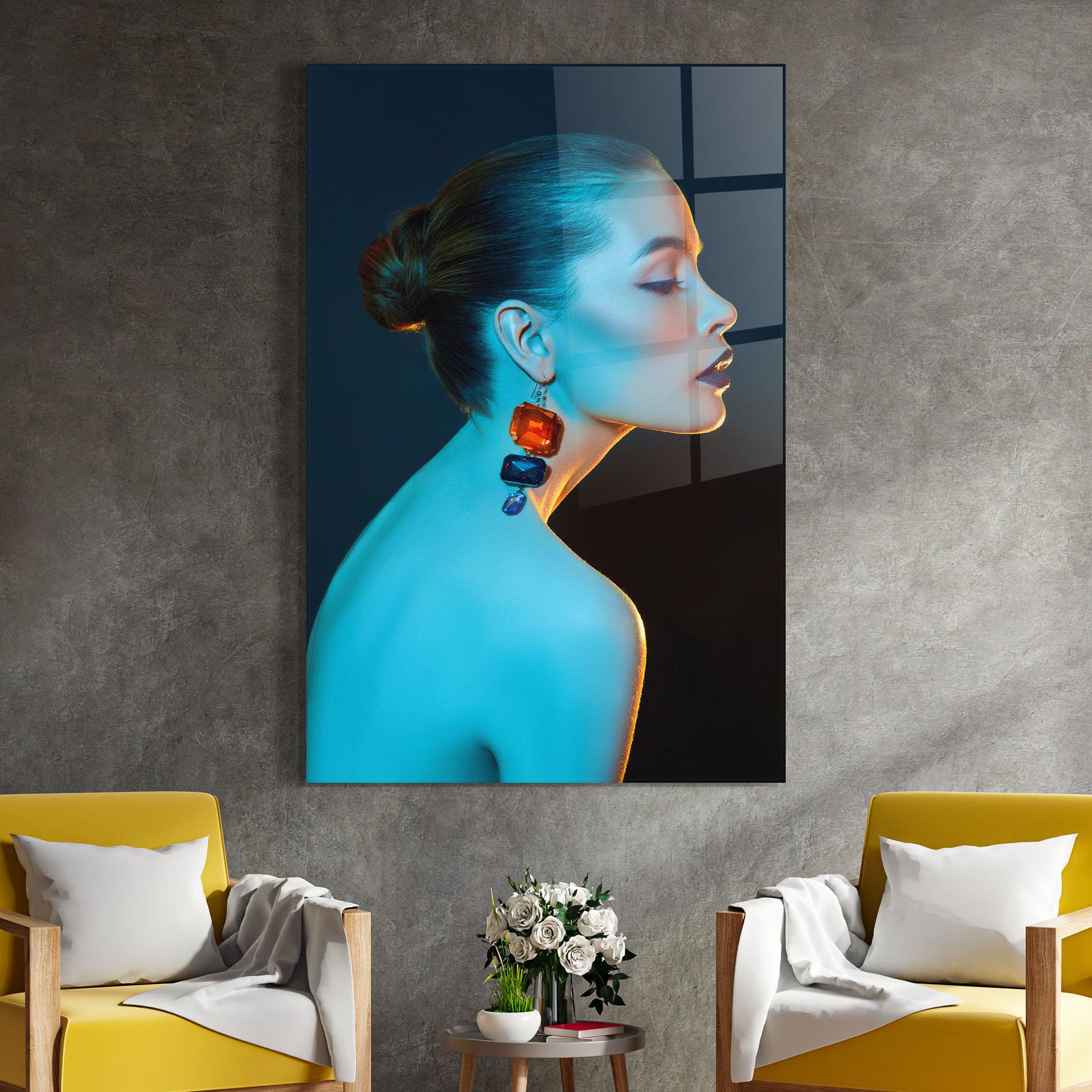 Glasbild Blue Light Earring mockup 4