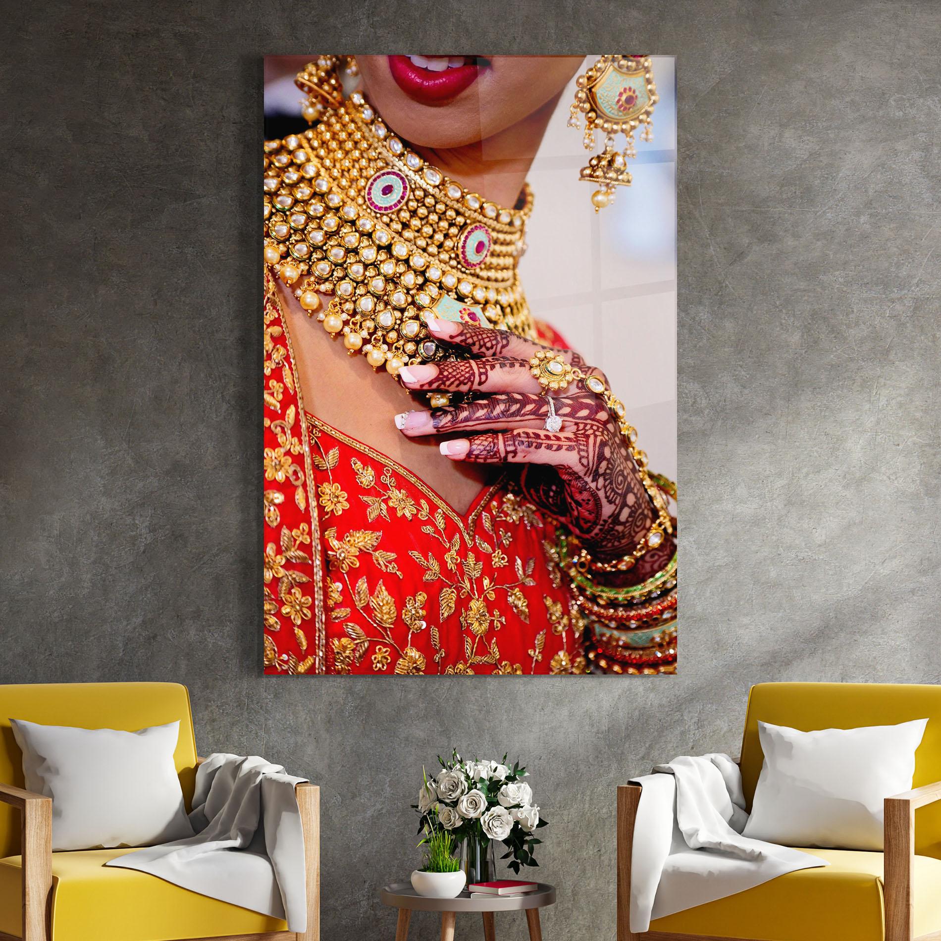 Glasbild Gold Beautiful Jewelry mockup 4