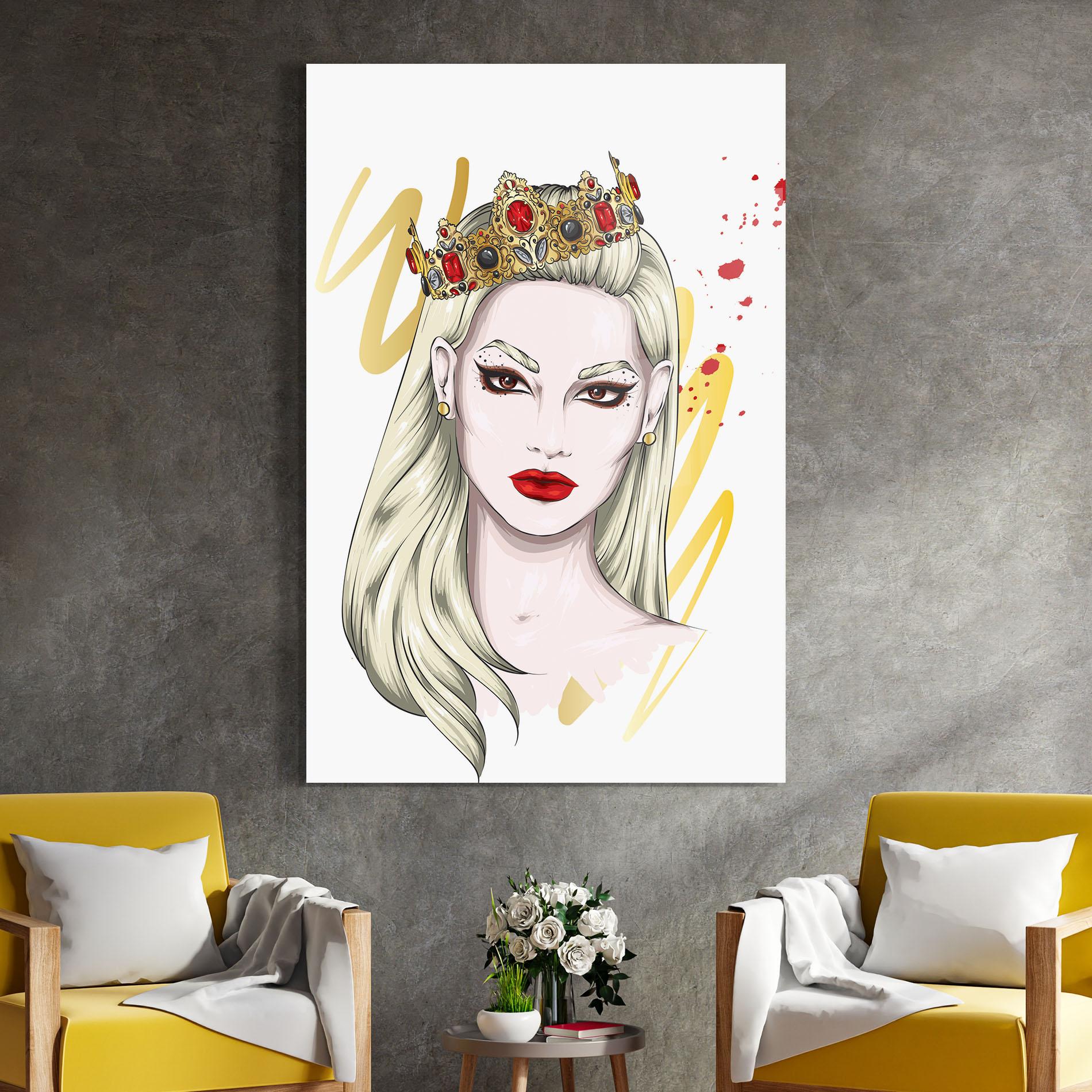 Glasbild Gold Crown Woman mockup 4