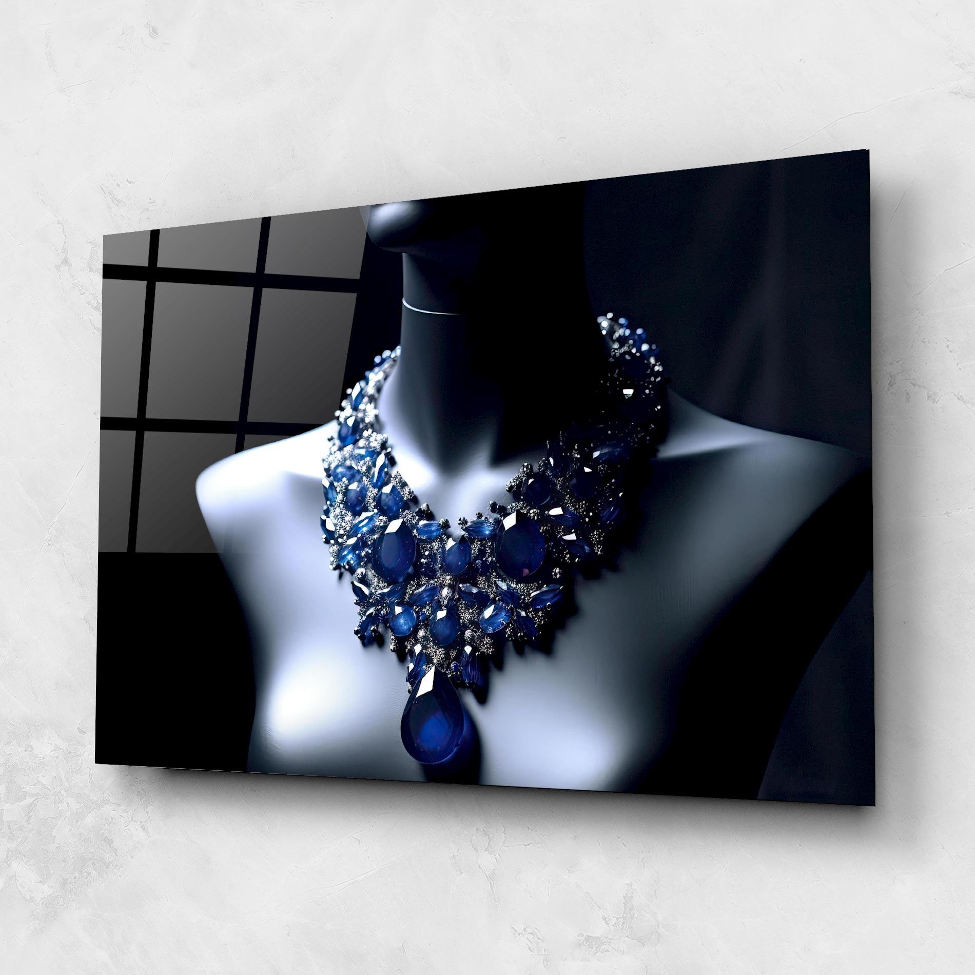 Glasbild Blue Diamonds Necklace mockup 1