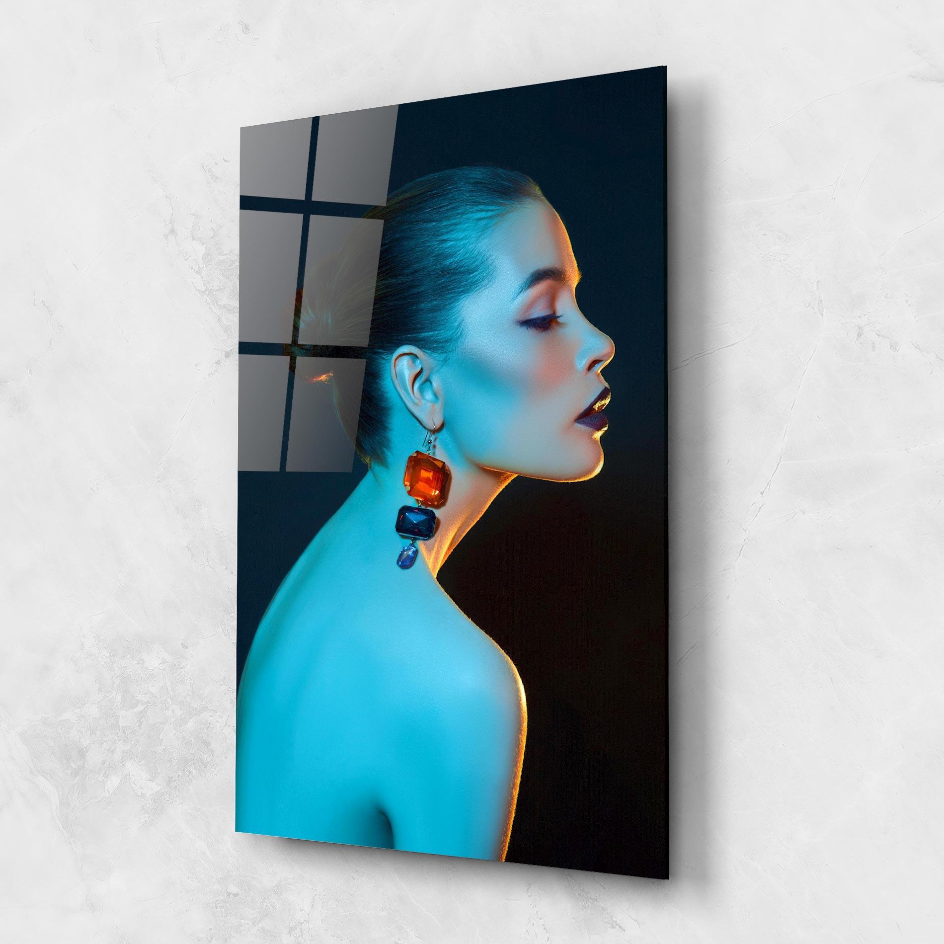 Glasbild Blue Light Earring mockup 1