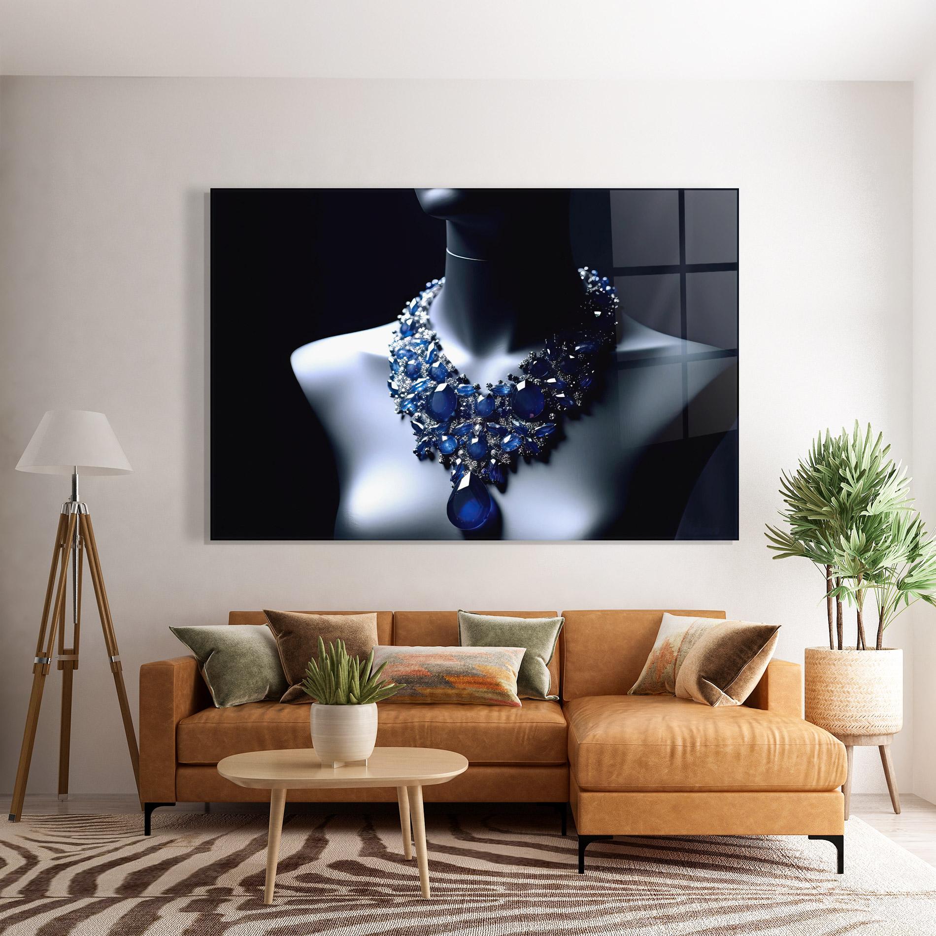 Glasbild Blue Diamonds Necklace mockup 7