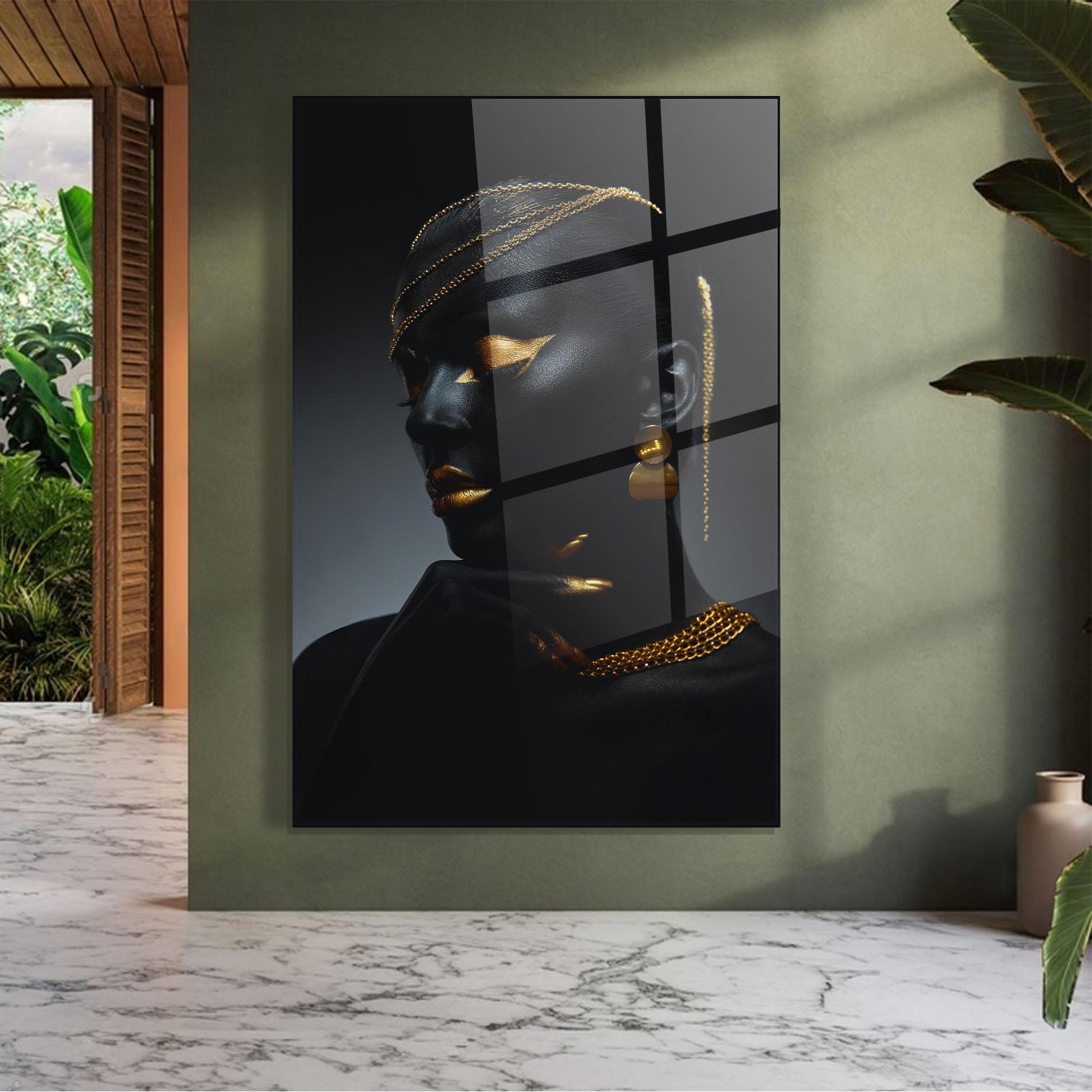 Glasbild Beauty Gold Accessory mockup 7