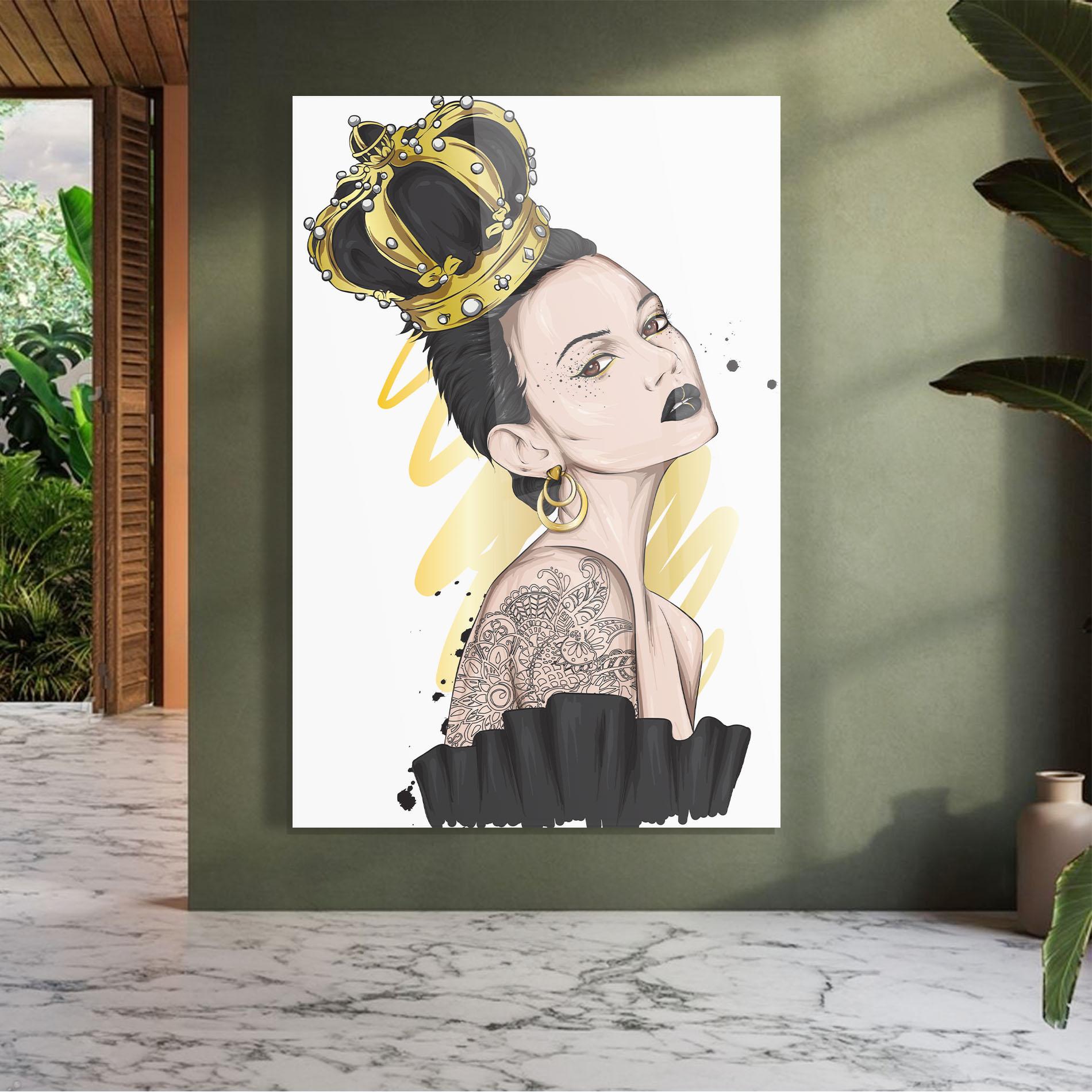 Glasbild Black Hair Crown mockup 7